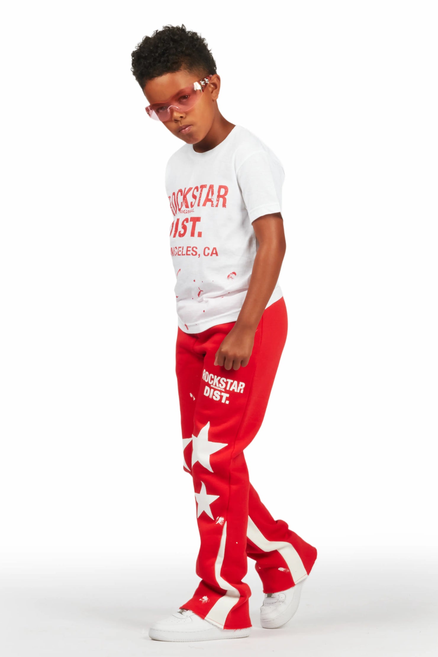 Boys Bowie Red/White T-Shirt Stacked Set