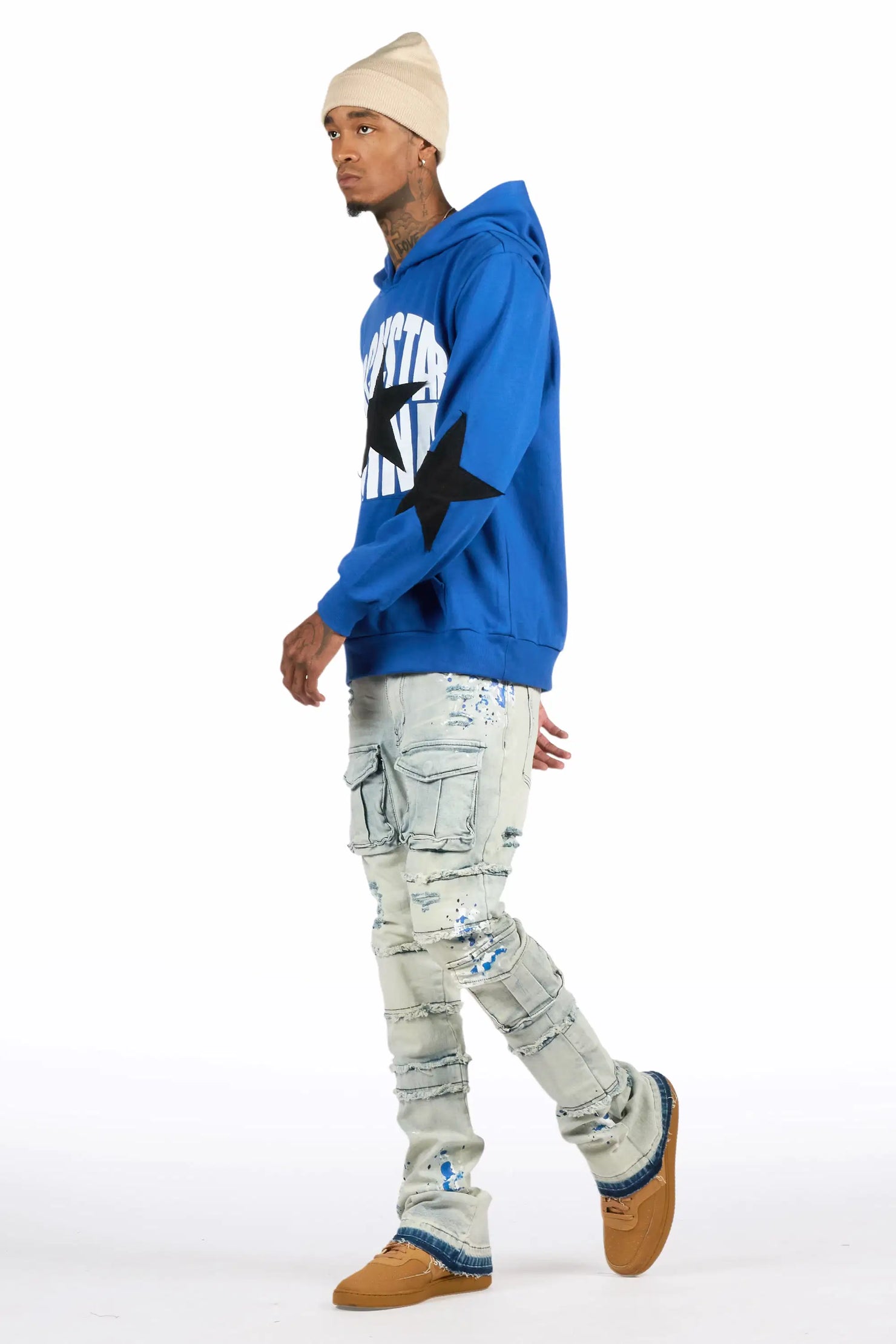 States 2.0 Royal/Light Blue Hoodie/Stacked Flare Jean Set