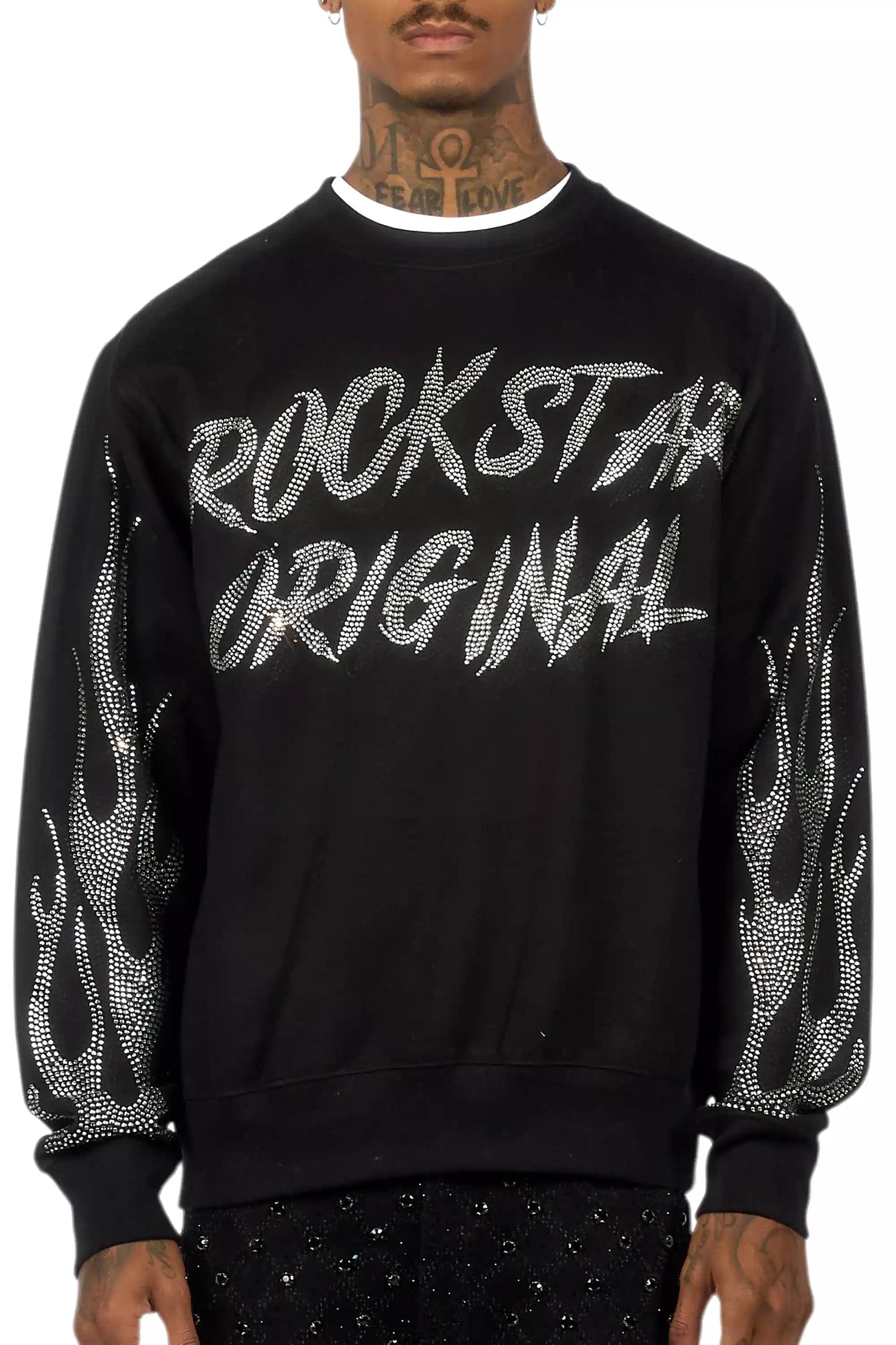 Raizo Black/Silver Rhinestone Crewneck Sweatshirt