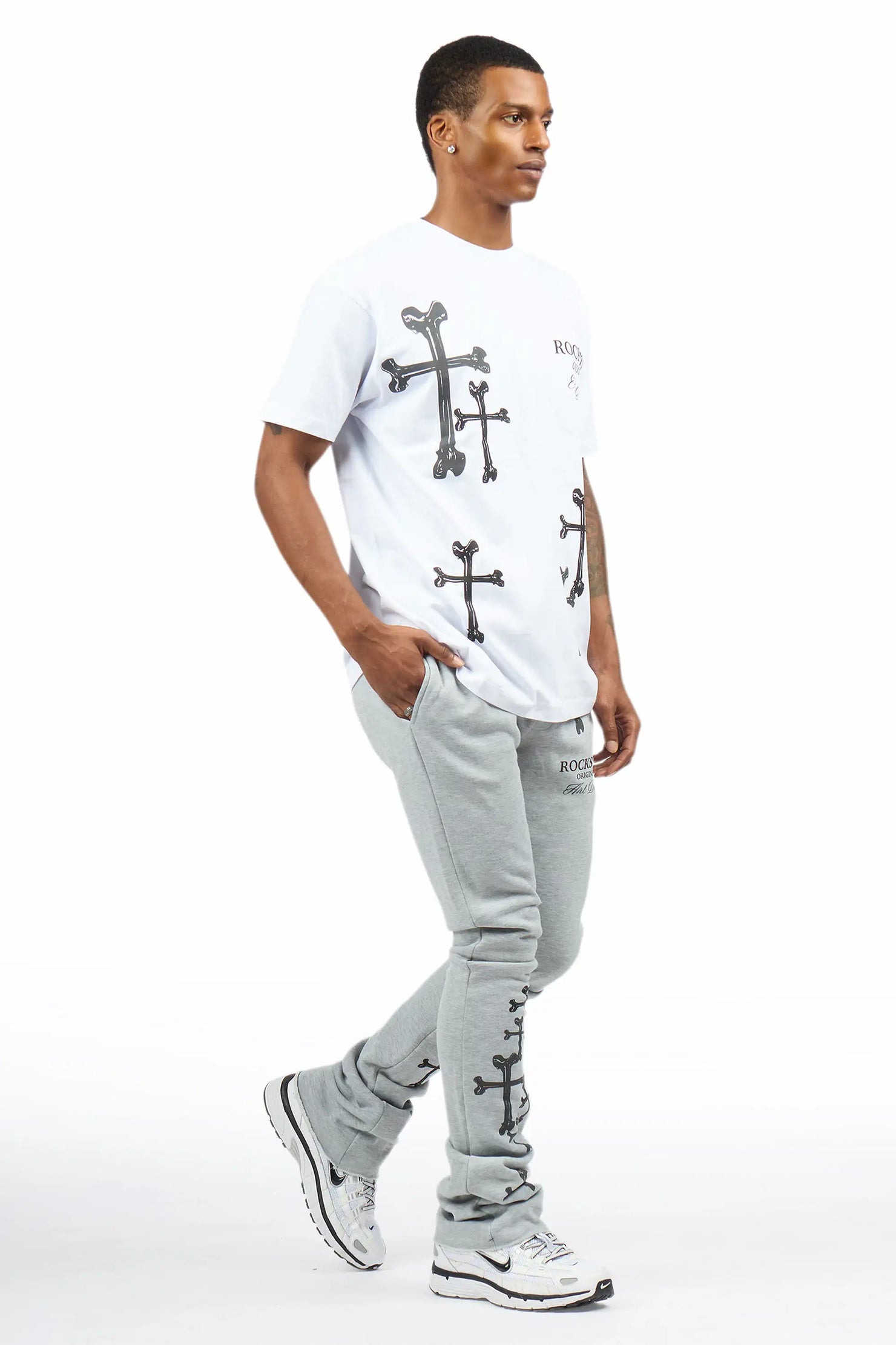 Olivier 2.0 Heather Grey T-Shirt/Stacked Flare Track Set