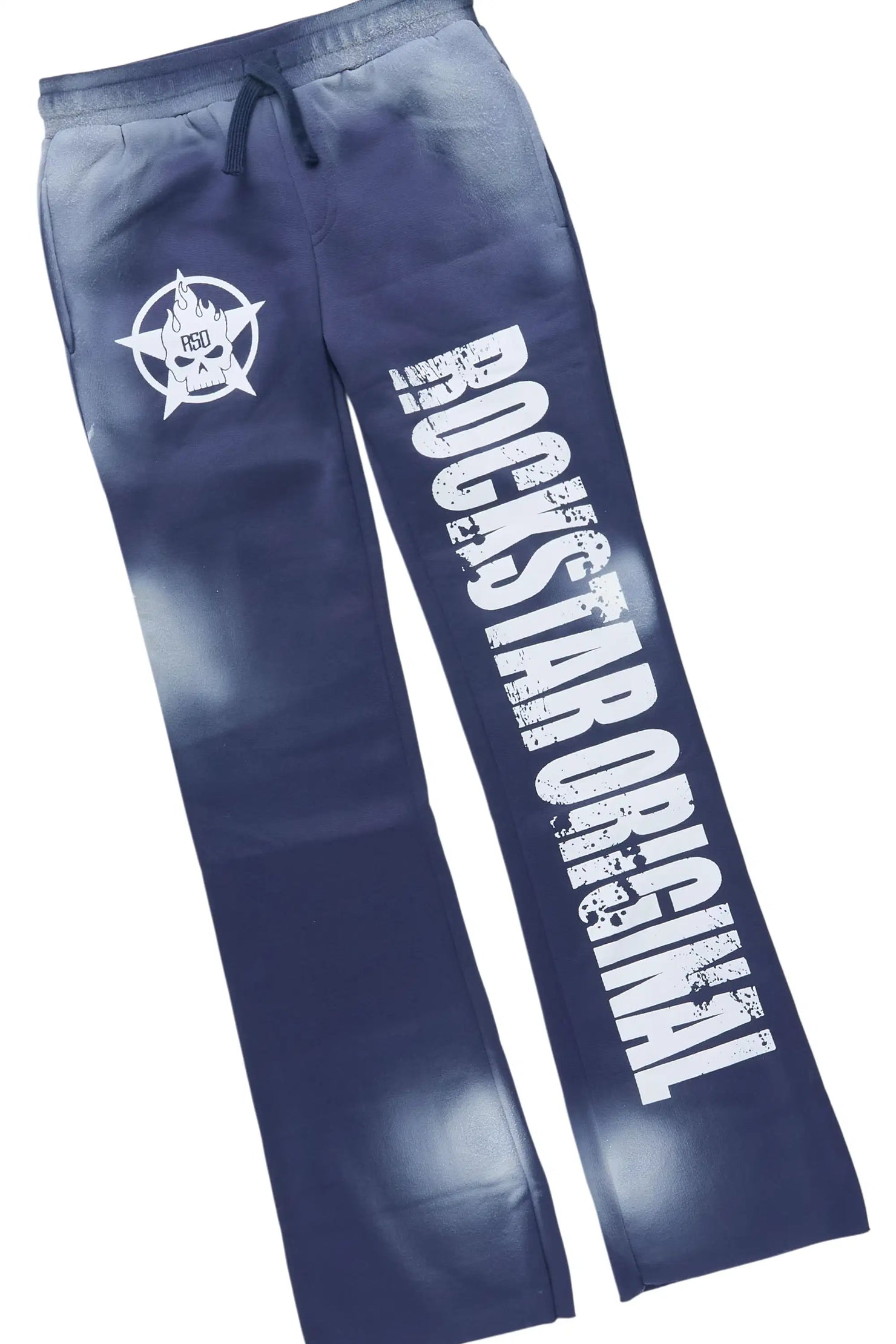 Boys Keve Navy Hoodie Stacked Track Pant Set