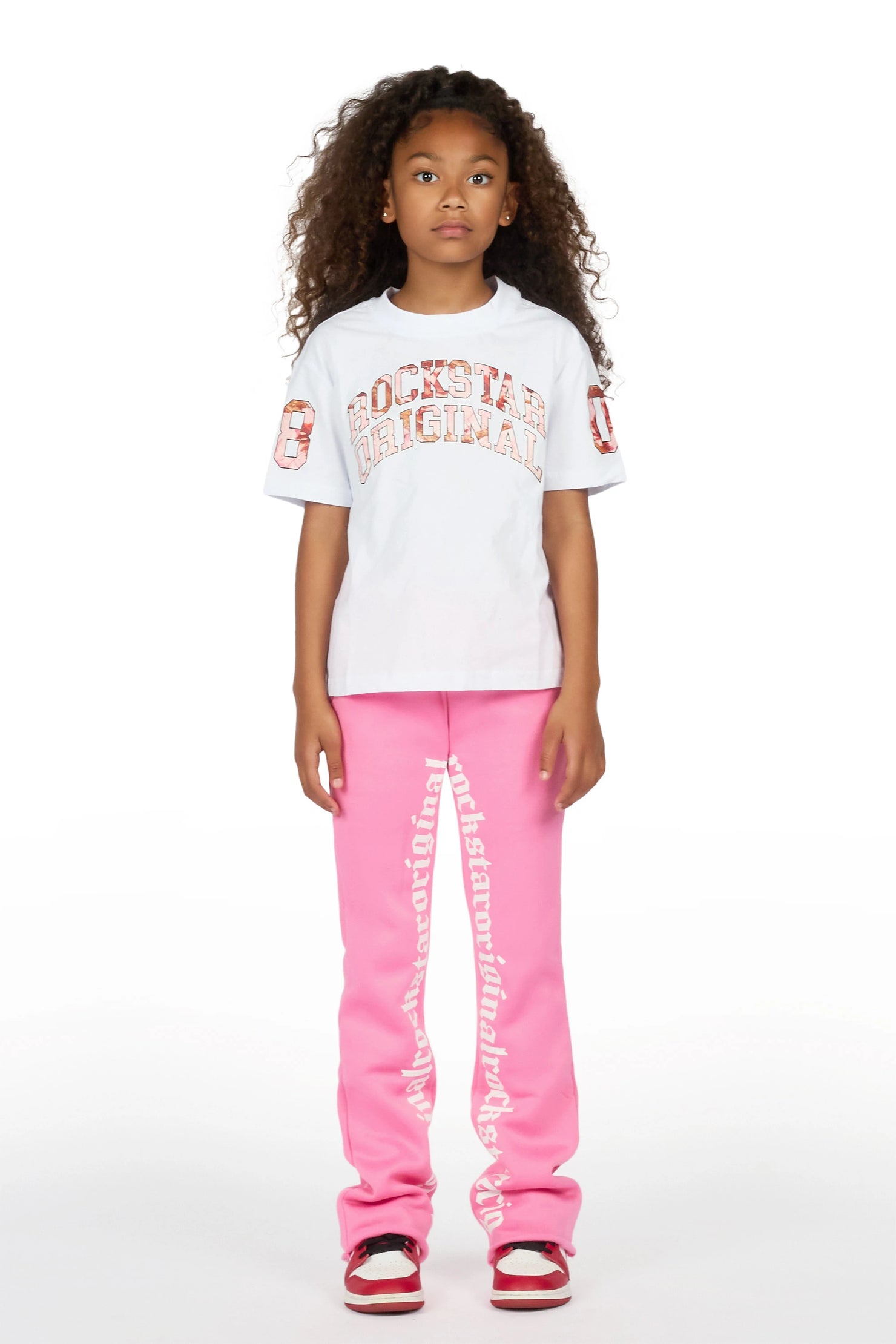 Girls Blakely Bubblegum Pink Stacked Track Pant