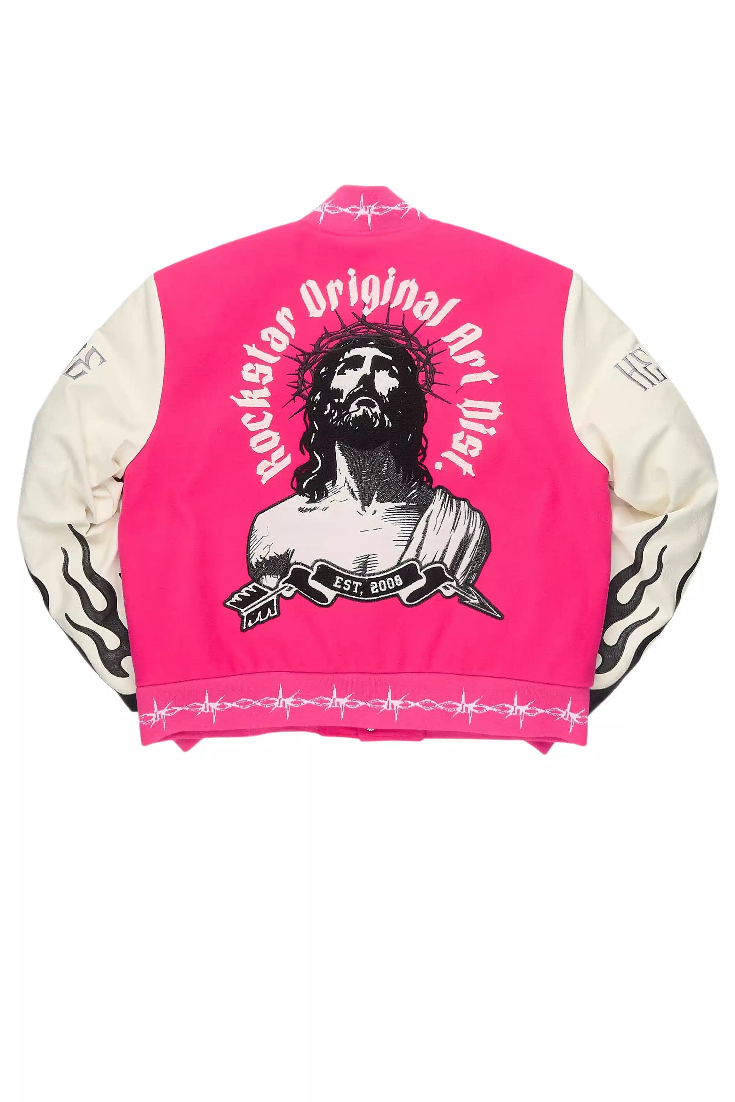 Yalanda Hot Pink Oversized Varsity Jacket