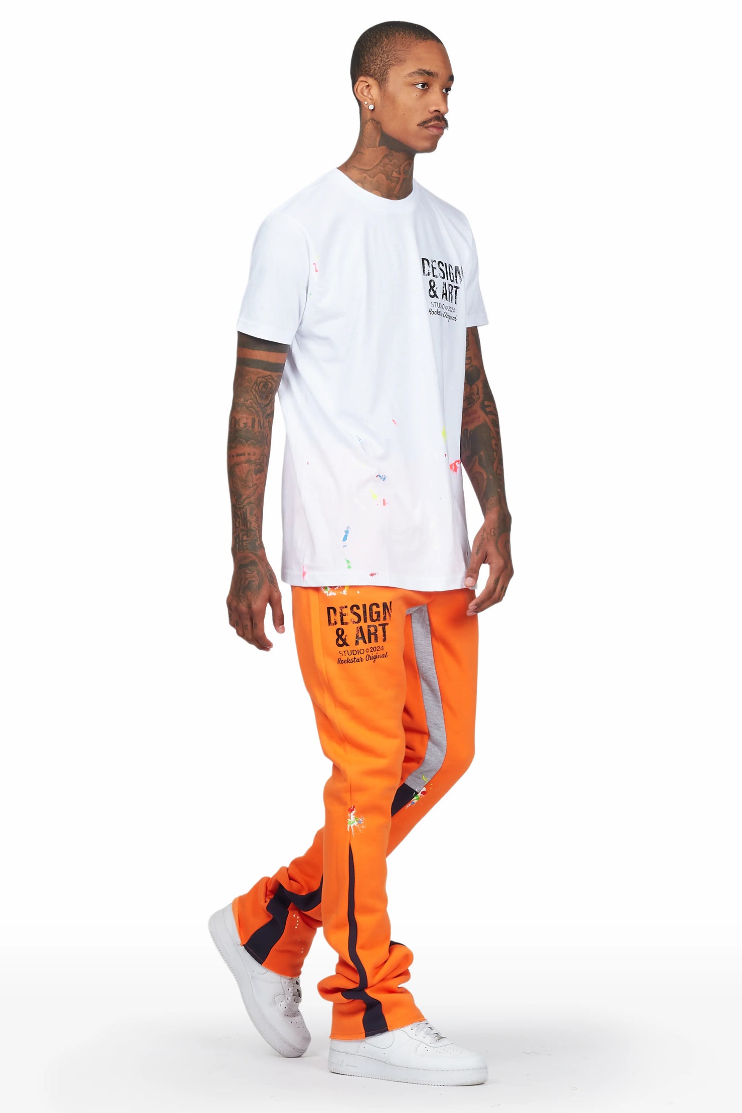 Mancha White/Orange T-Shirt Stacked Flare Track Set