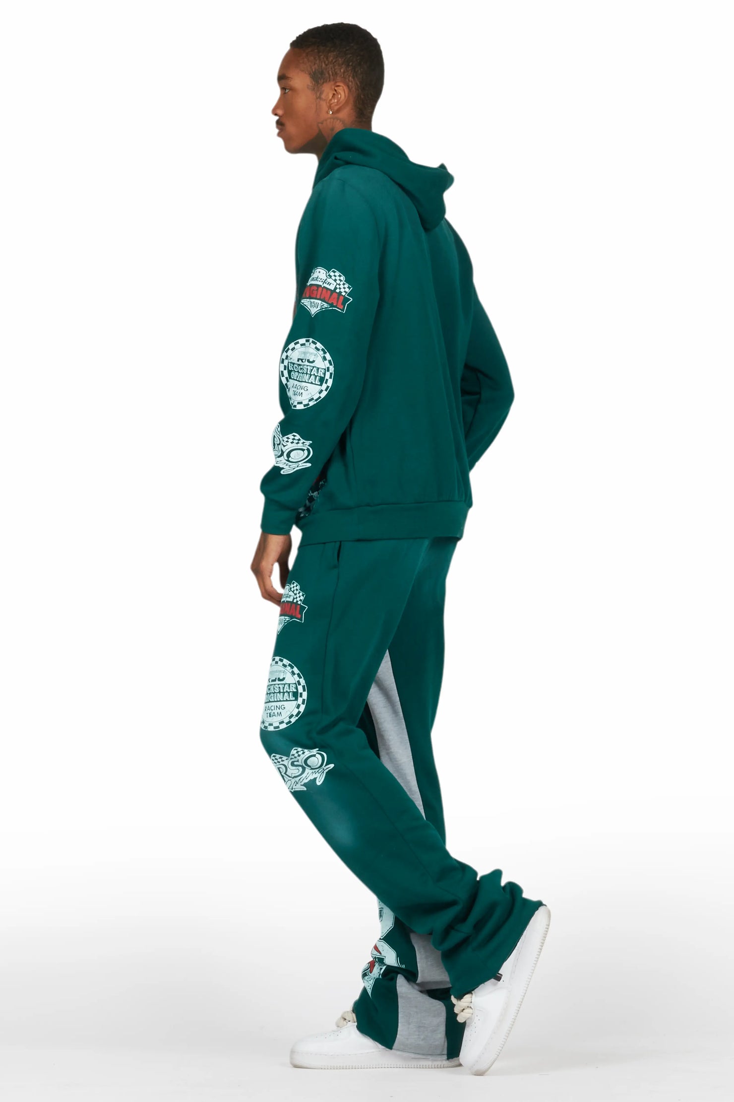 Racing Grung Dark Green Hoodie/Baggy Track Pant Set