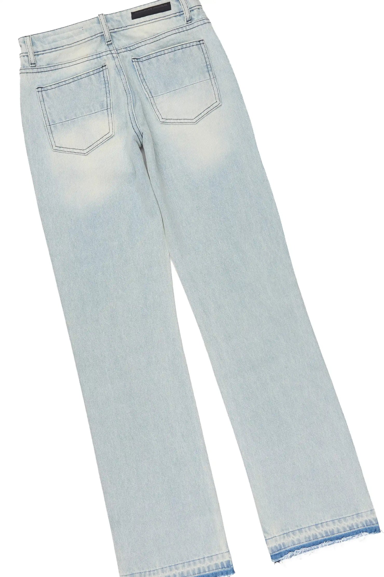 Boys Wizzurd White/Blue Cut Off Stacked Jean Set