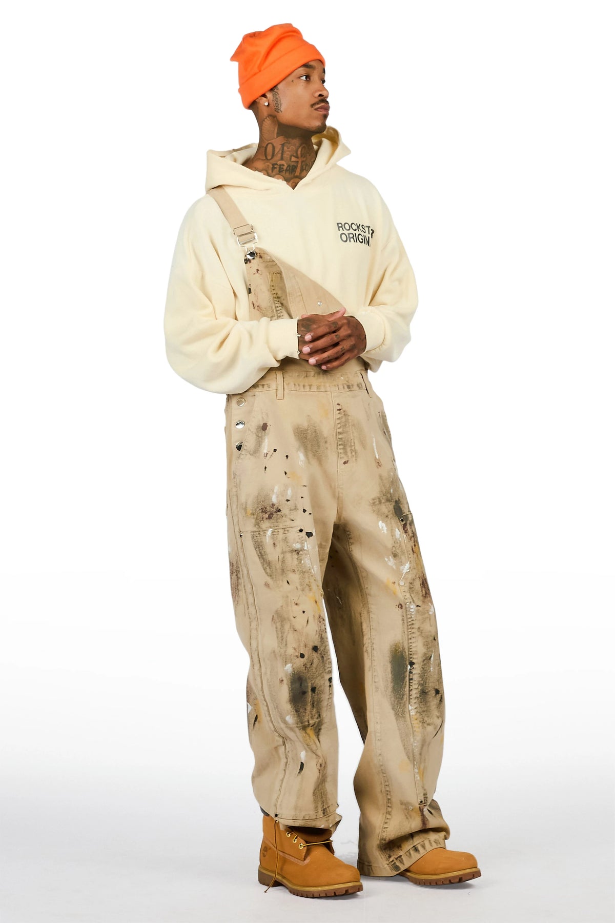 Fustier Beige Painter Denim Overall