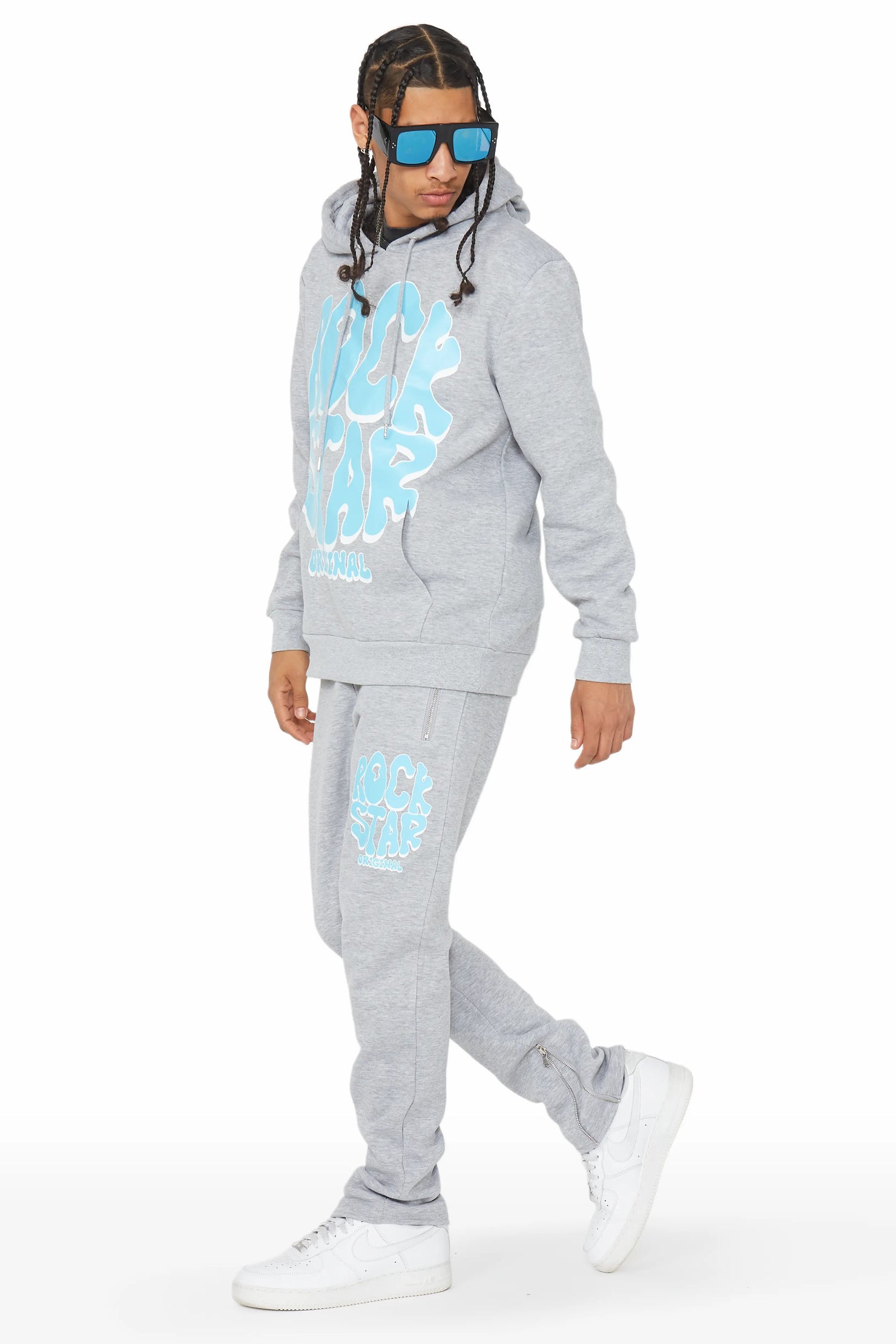 Warblen Grey/Blue Slim Fit Track Set