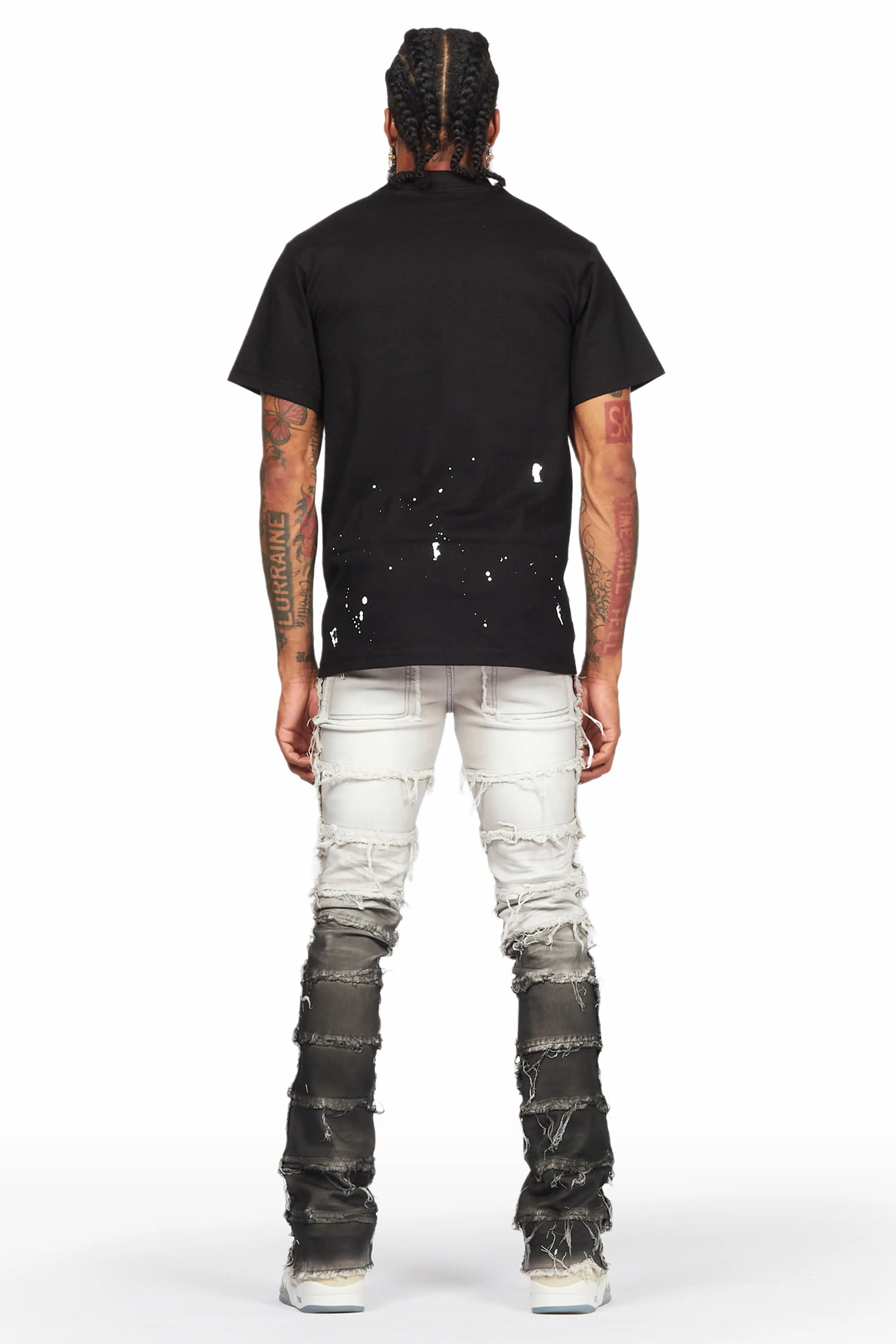Mads Grey Painter Stacked Flare Jean