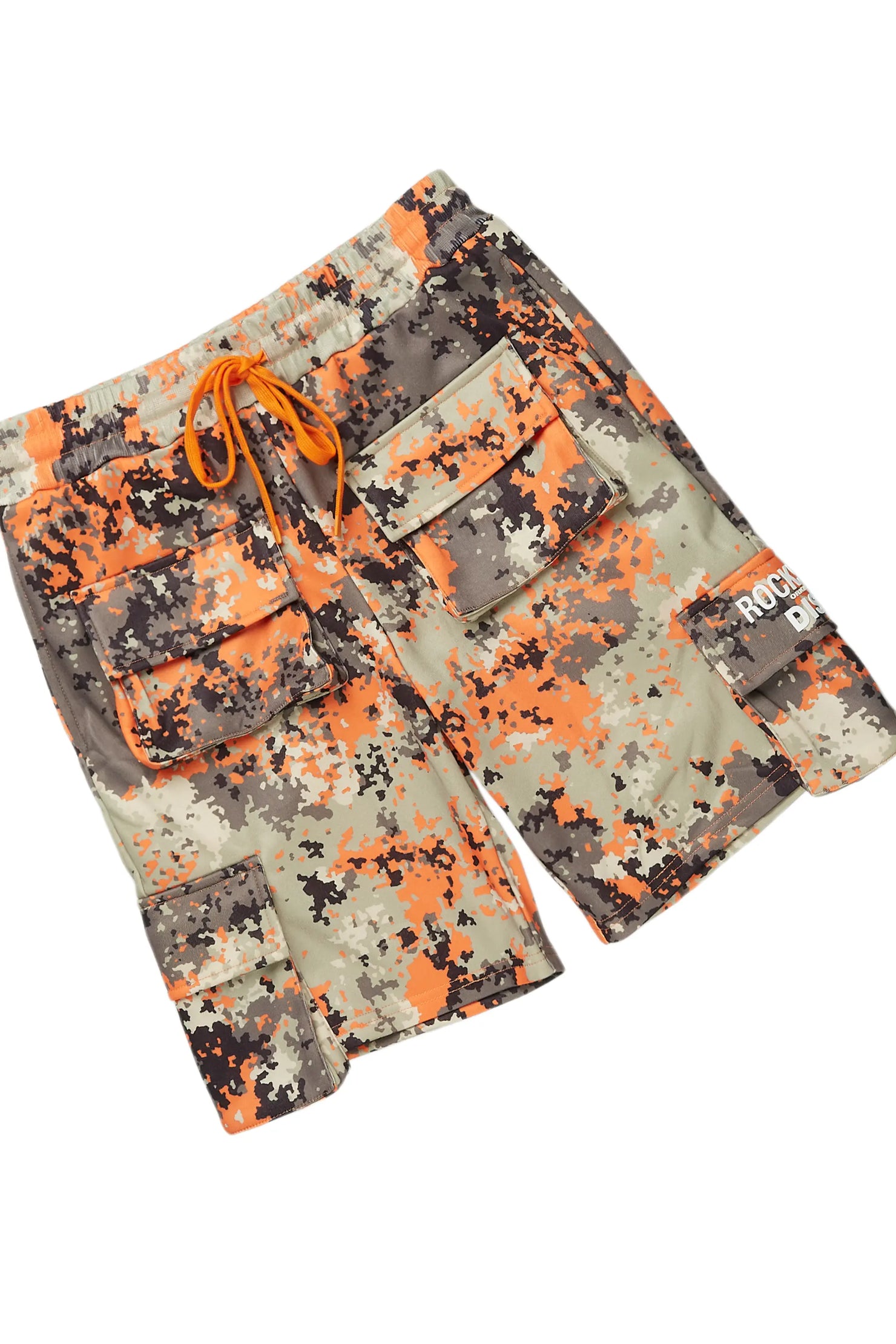 Shaneka Orange Digital Camo Cargo Short Set