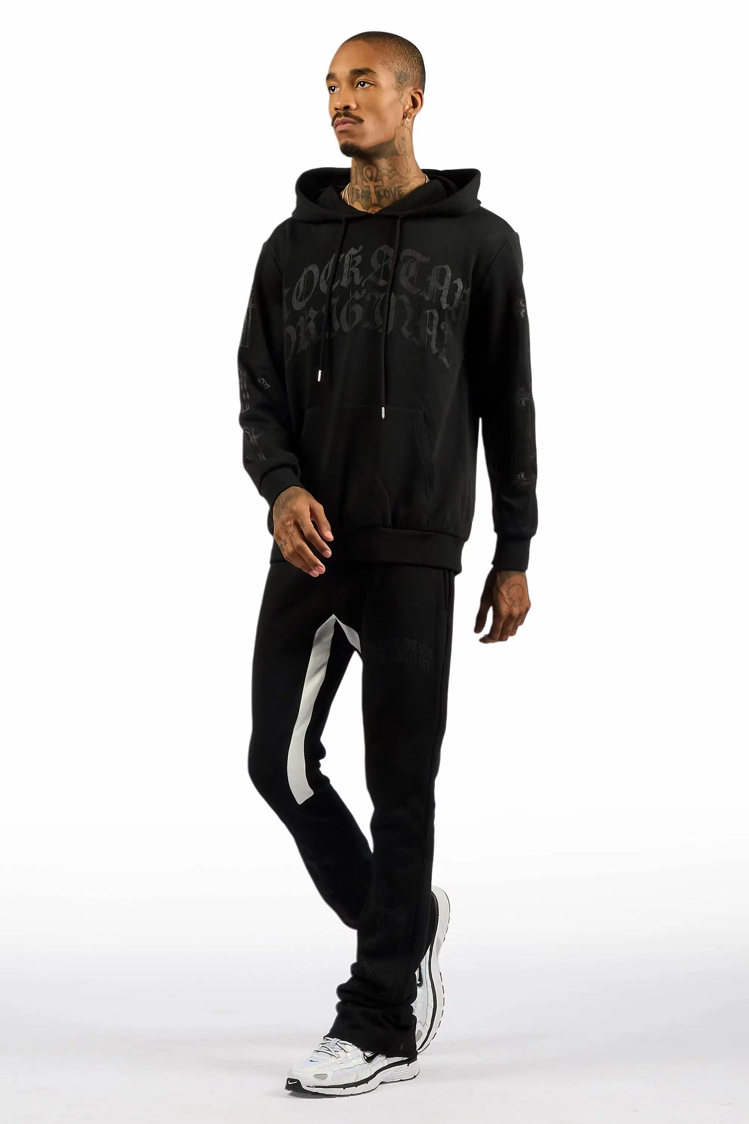 Michael Black/Black Hoodie/Stacked Flare Track Set