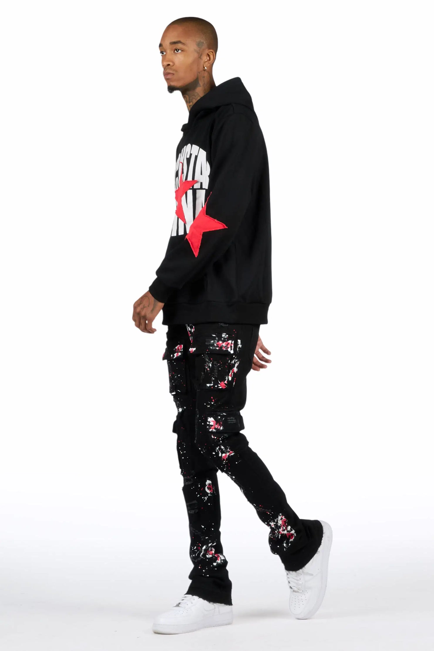 States 2.0 Black/Black Hoodie/Stacked Flare Jean Set