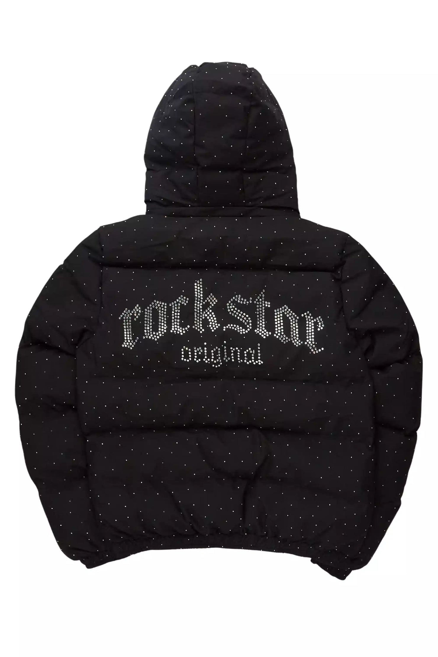 Onellia Black Rhinestone Puffer Jacket