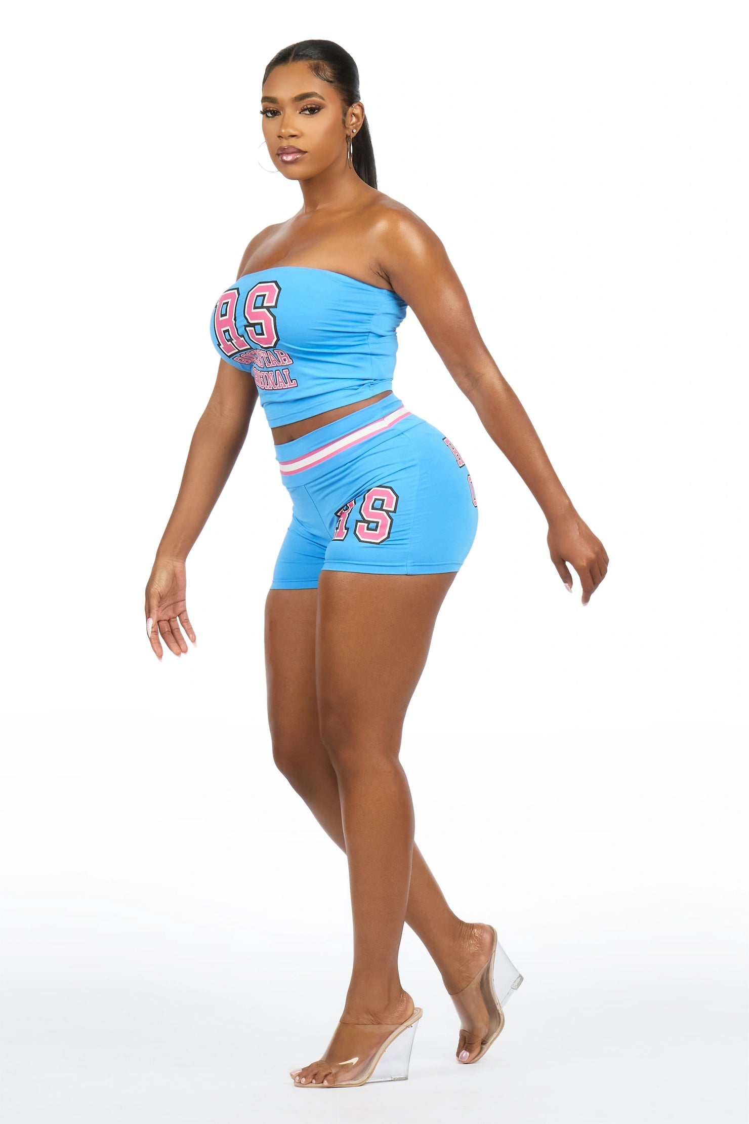 Celestina Blue Tube Short Set