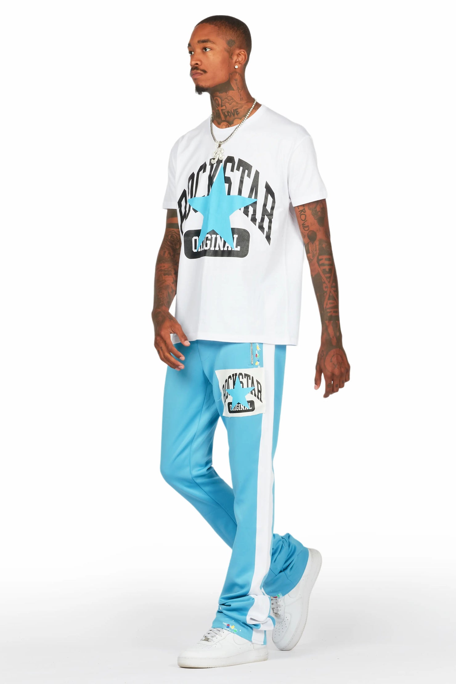 Dash White/Blue T-Shirt/Super Stacked Flare Track Set