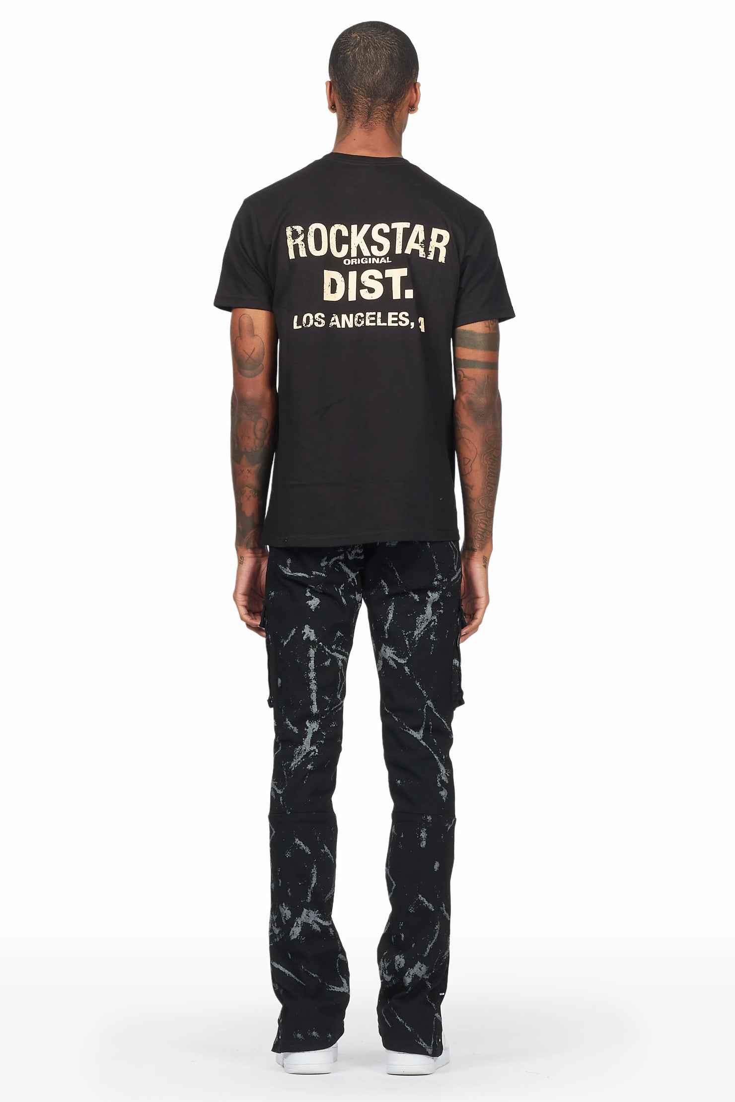 Waage Marble Black Cargo Stacked Flare Jean