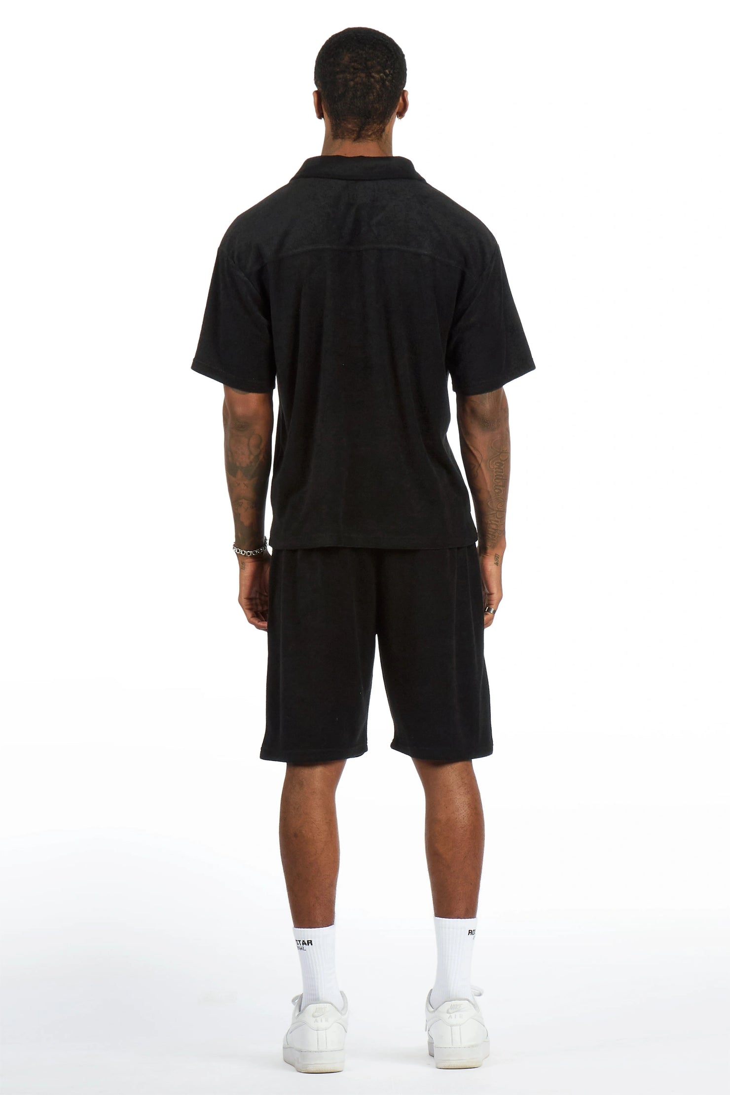 Hirsh Black Button Down Shirt/Short Set