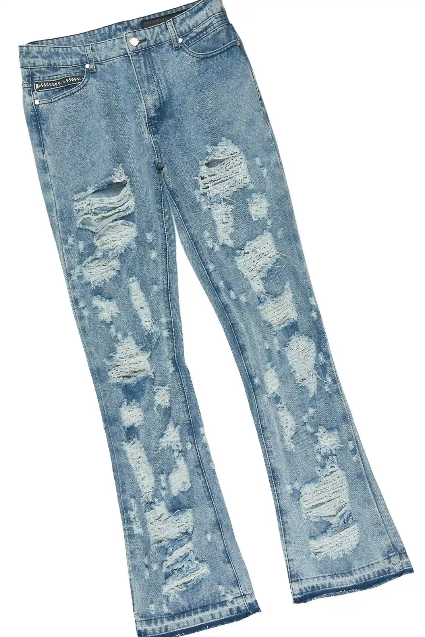 Faro Light Blue Denim Jacket/Stacked Flare Jean Set
