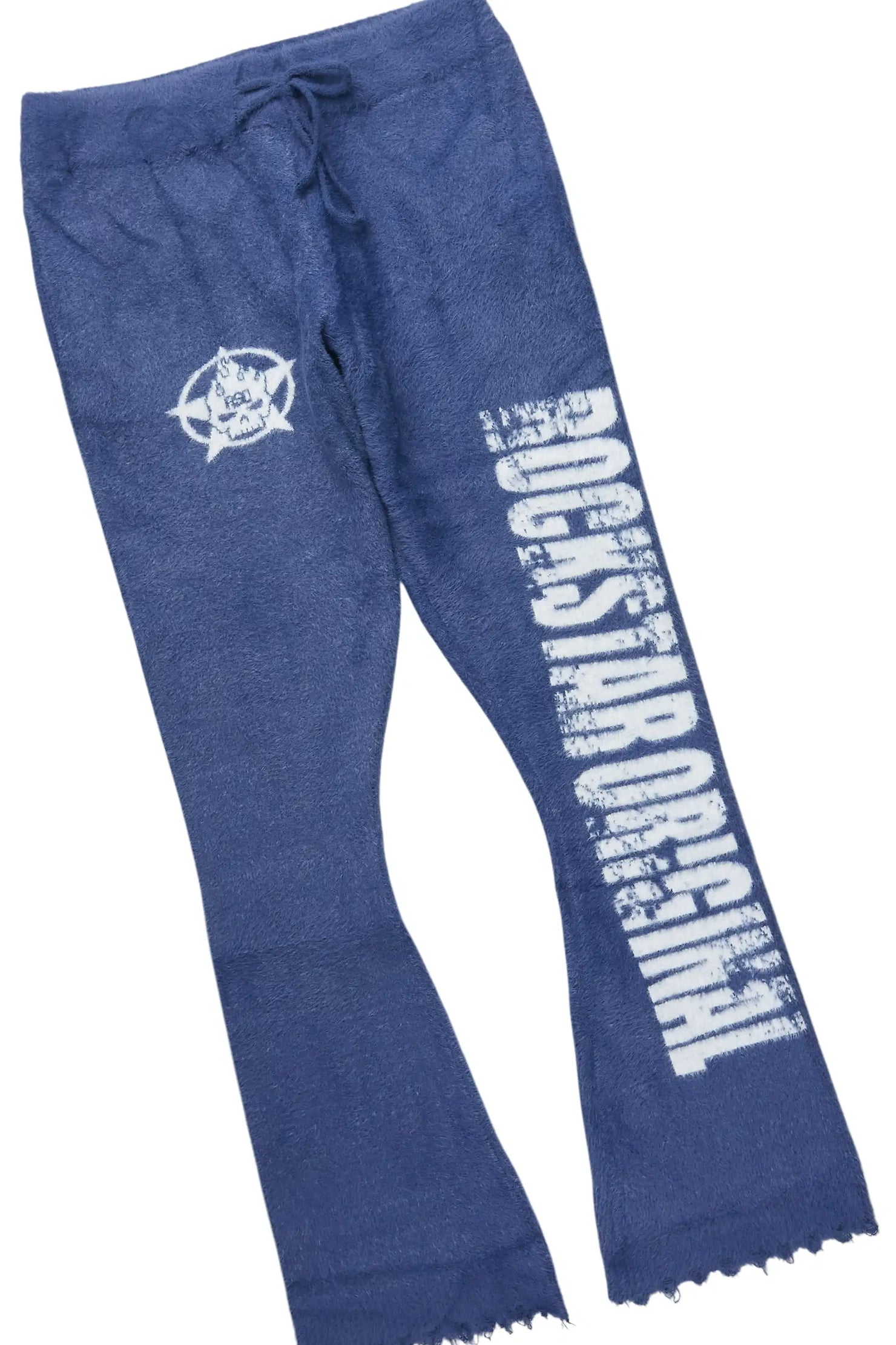 Keve White/Navy T-Shirt/Knitted Mohair Flare Pant Set