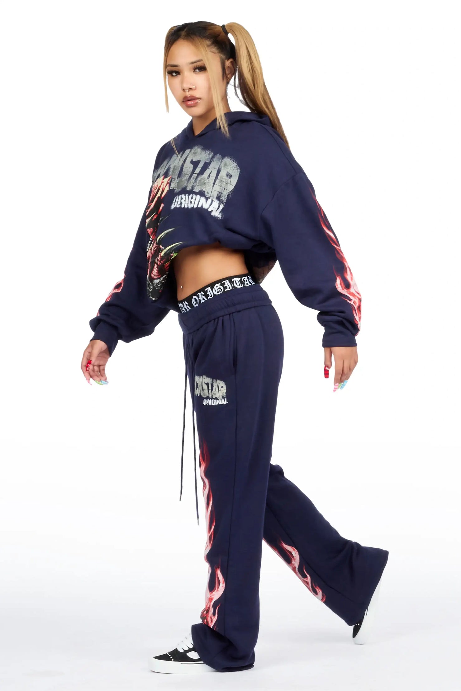 Kyntra Navy Graphic Baggy Fit Track Set