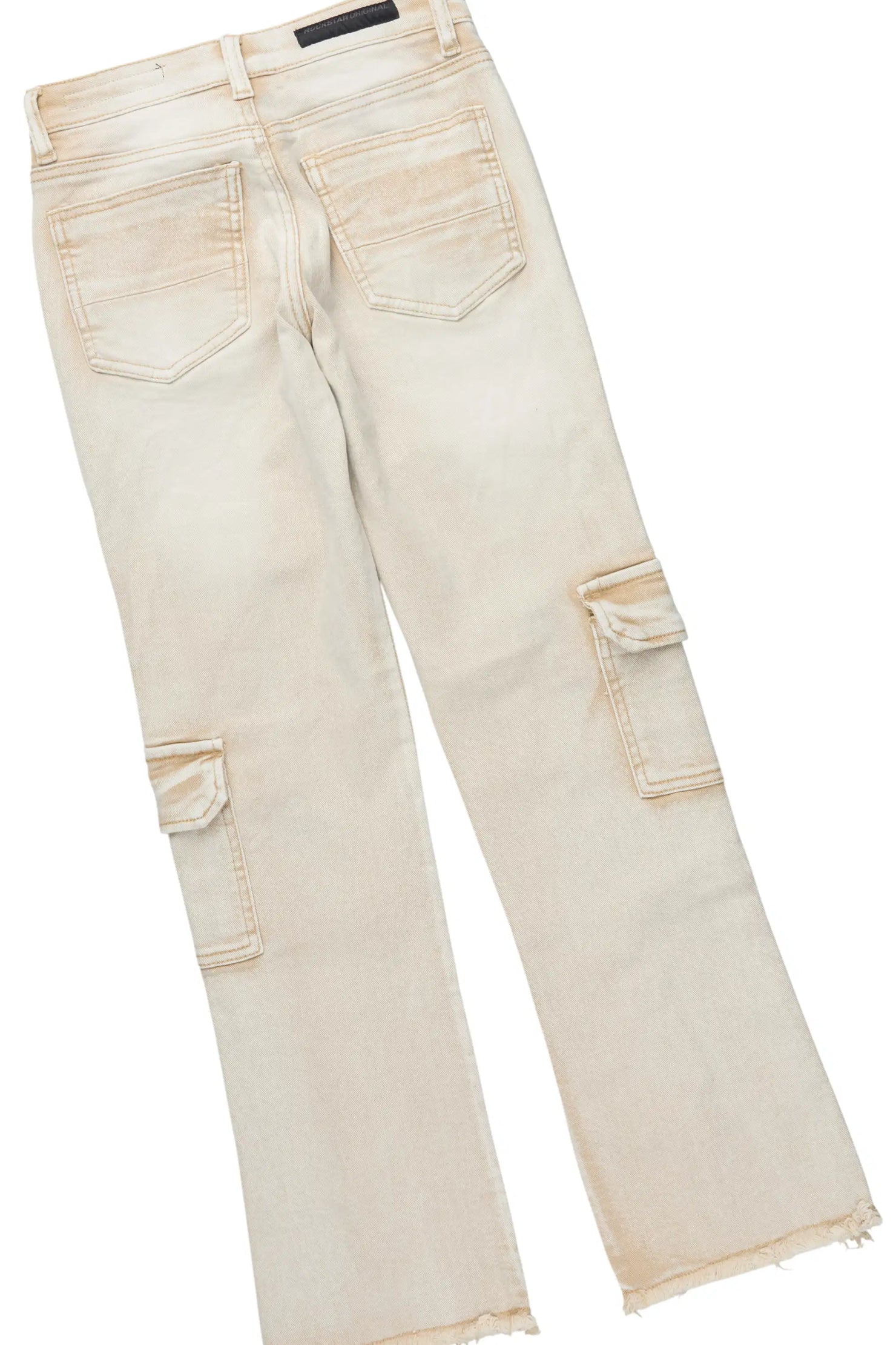 Boys All Eyes Black Hoodie & Kade Beige Stacked Flare Jean Set