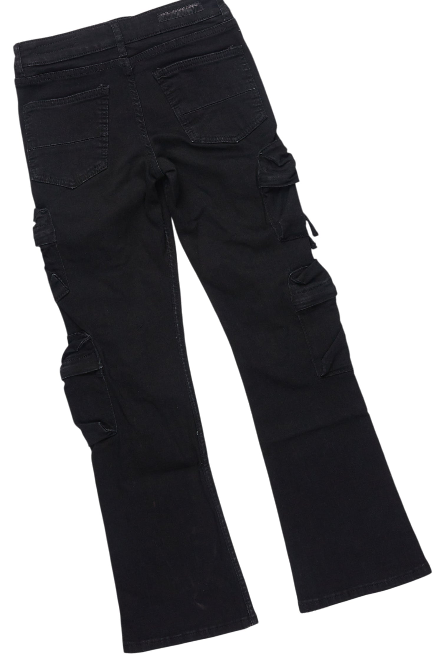 Boys Beno Black/Green T-Shirt/Stacked Flare Jean Set