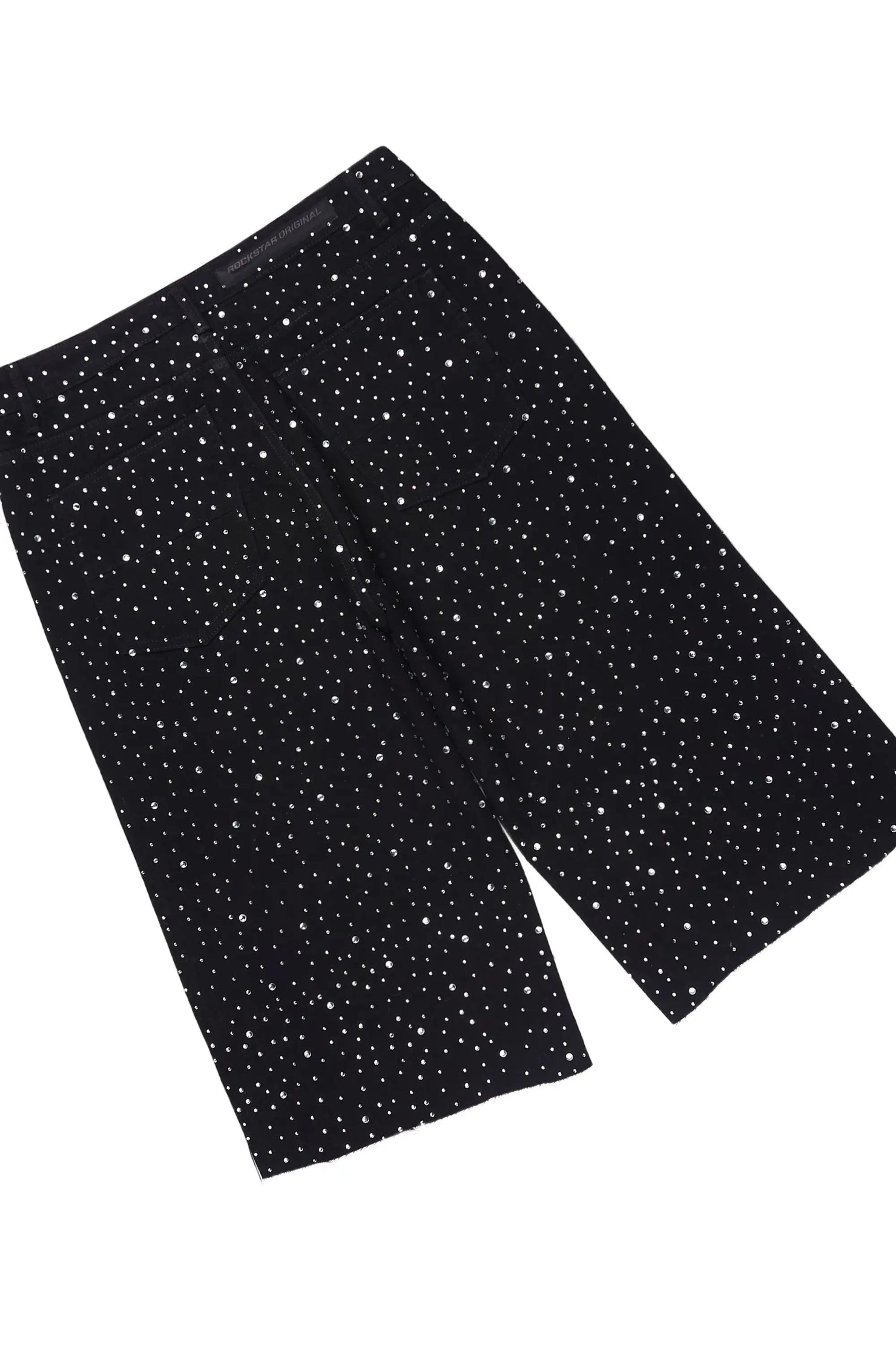 Zayir Black/Jet Black Oversized Graphic T-Shirt &  Discolite Rhinestone Denim Short Set