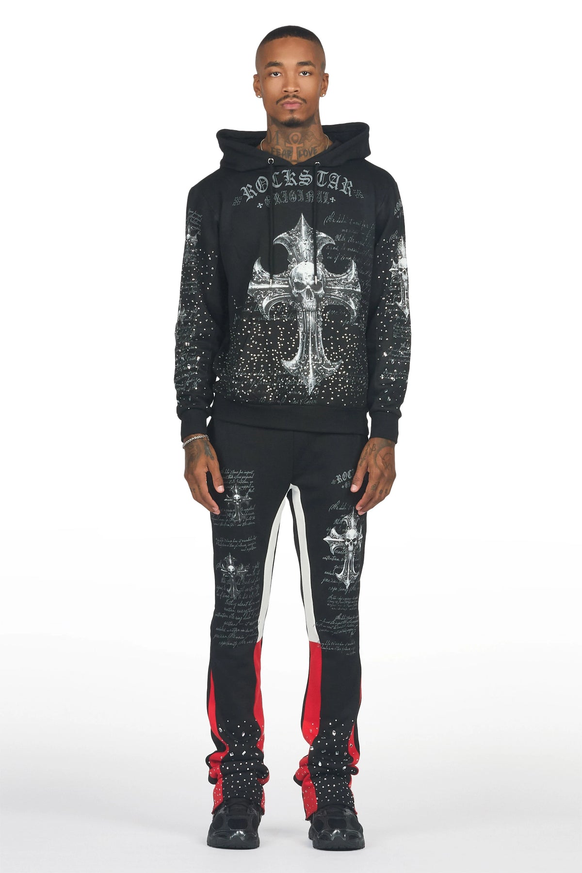 Bowman Black/Multi Rhinestone Hoodie/Stacked Flare Track Set