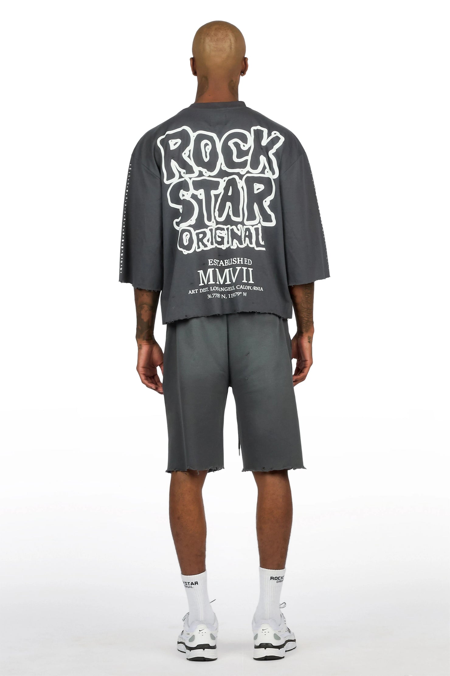 Marc Charcoal Rhinestone T-Shirt Short Set