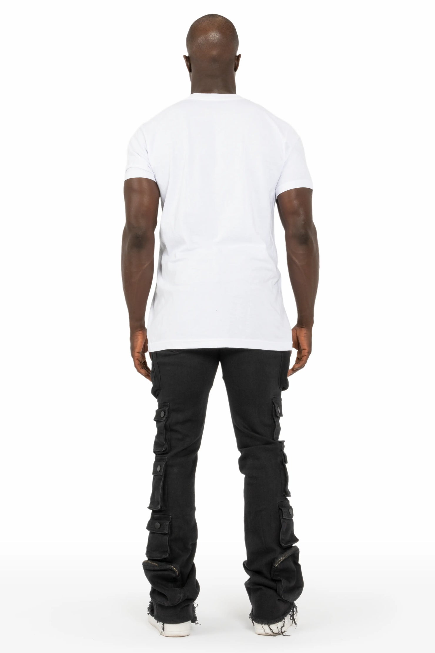 Konrad Black Cargo Stacked Flare Jean