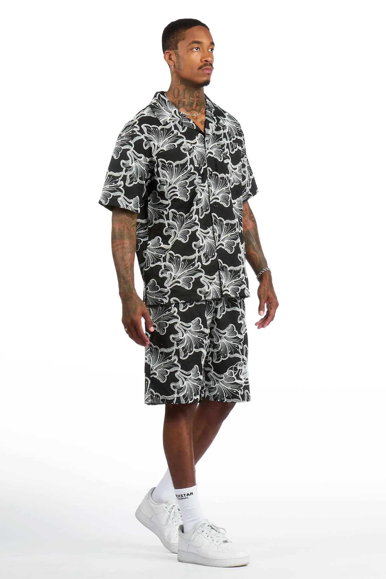 Phineas Black Button Down Shirt/Short Set