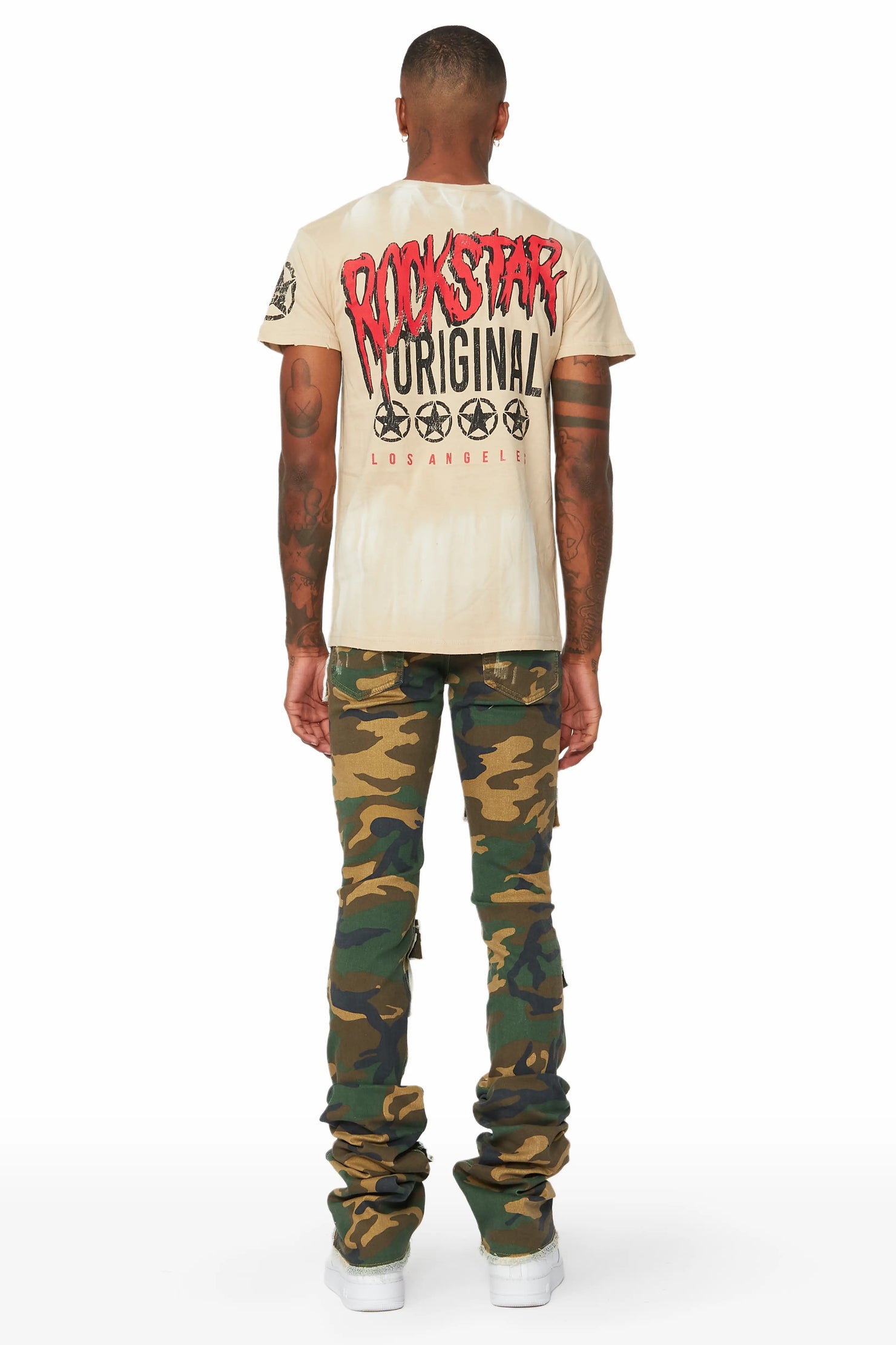 Petrus Camo Super Stacked Flare Jean