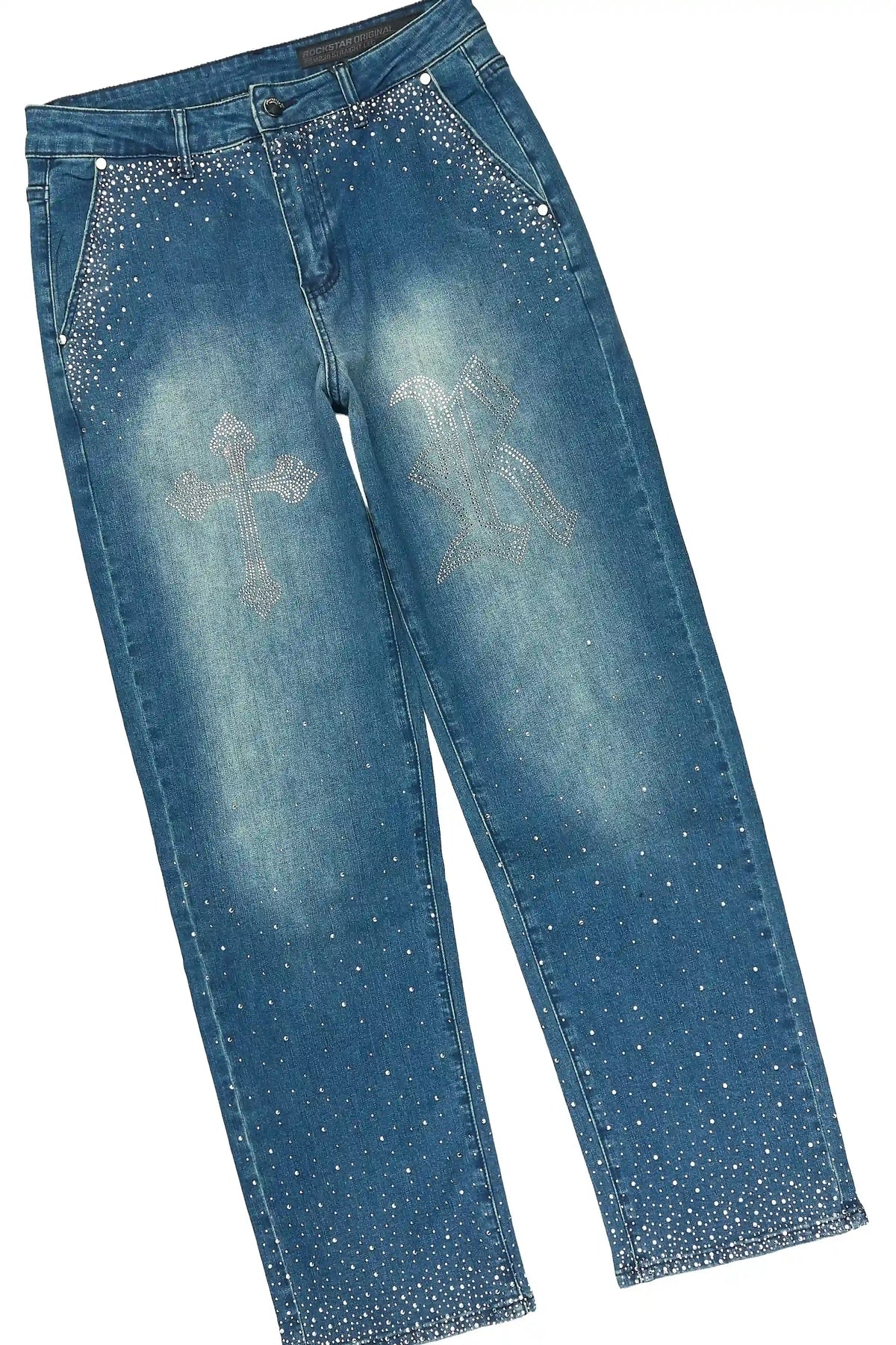 Clemente Blue Rhinestone Button Down Shirt/Jean Set