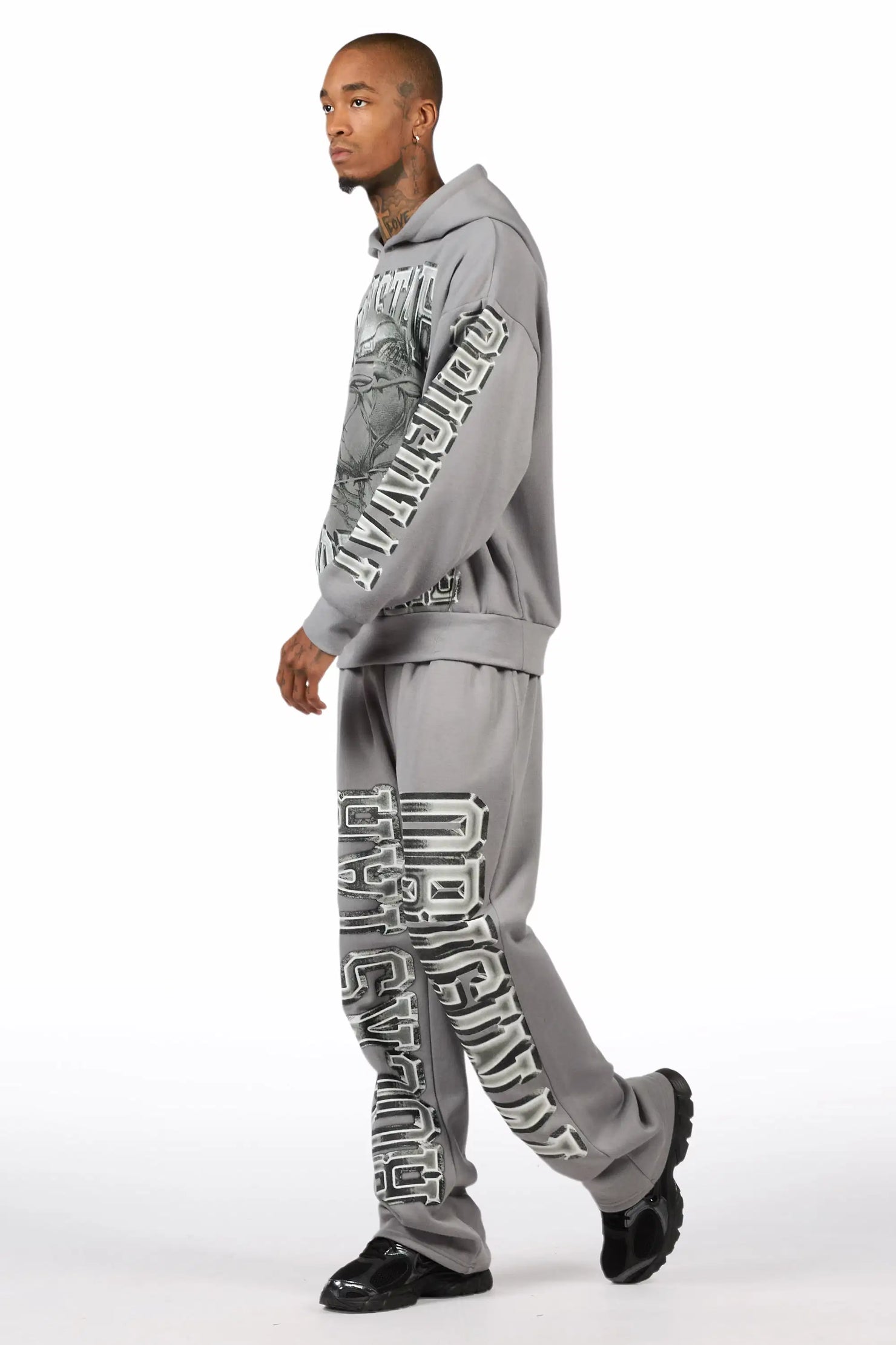 Rleague Grey Hoodie/Baggy Pant Track Set