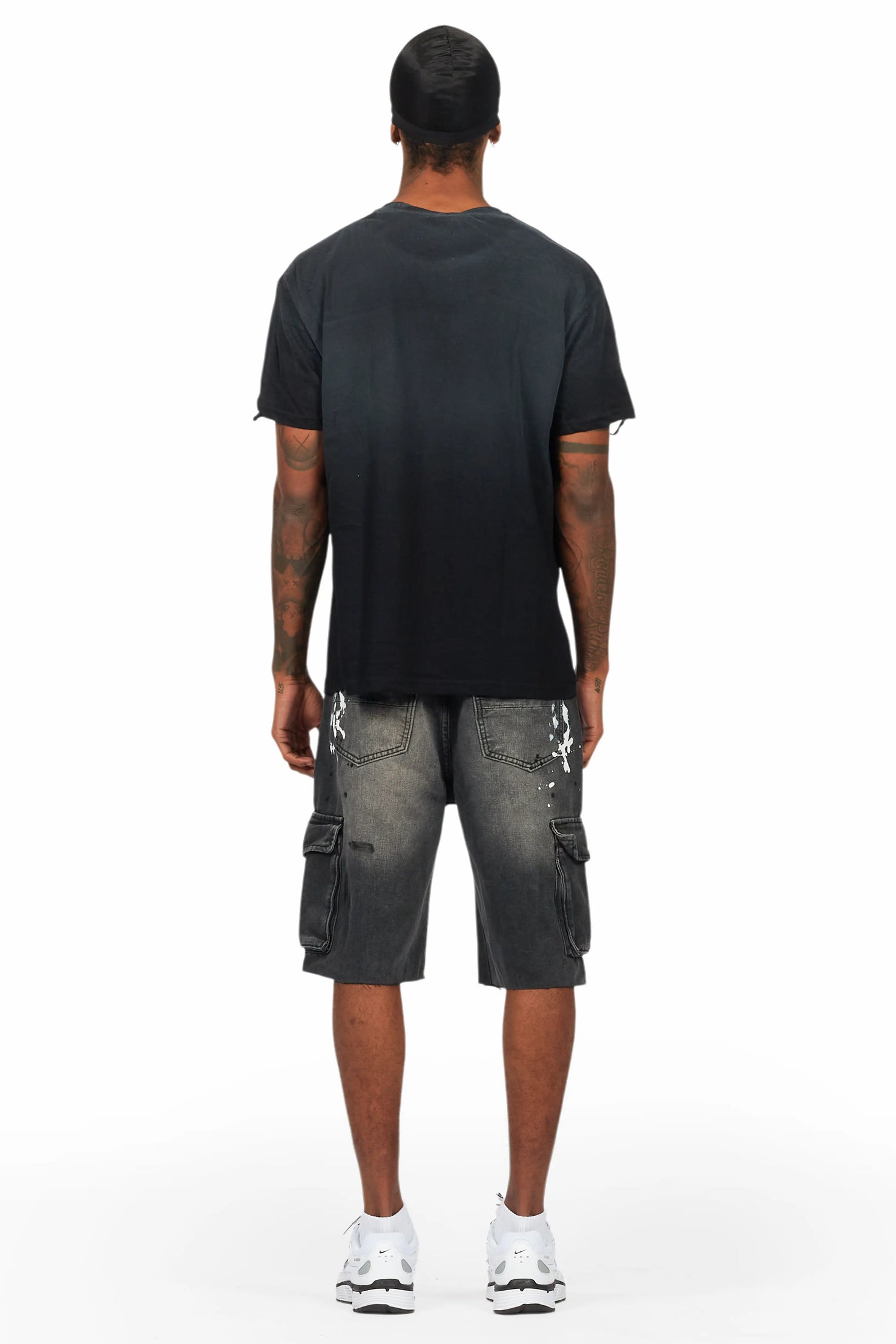 Amina Black T-Shirt/Denim Short Set