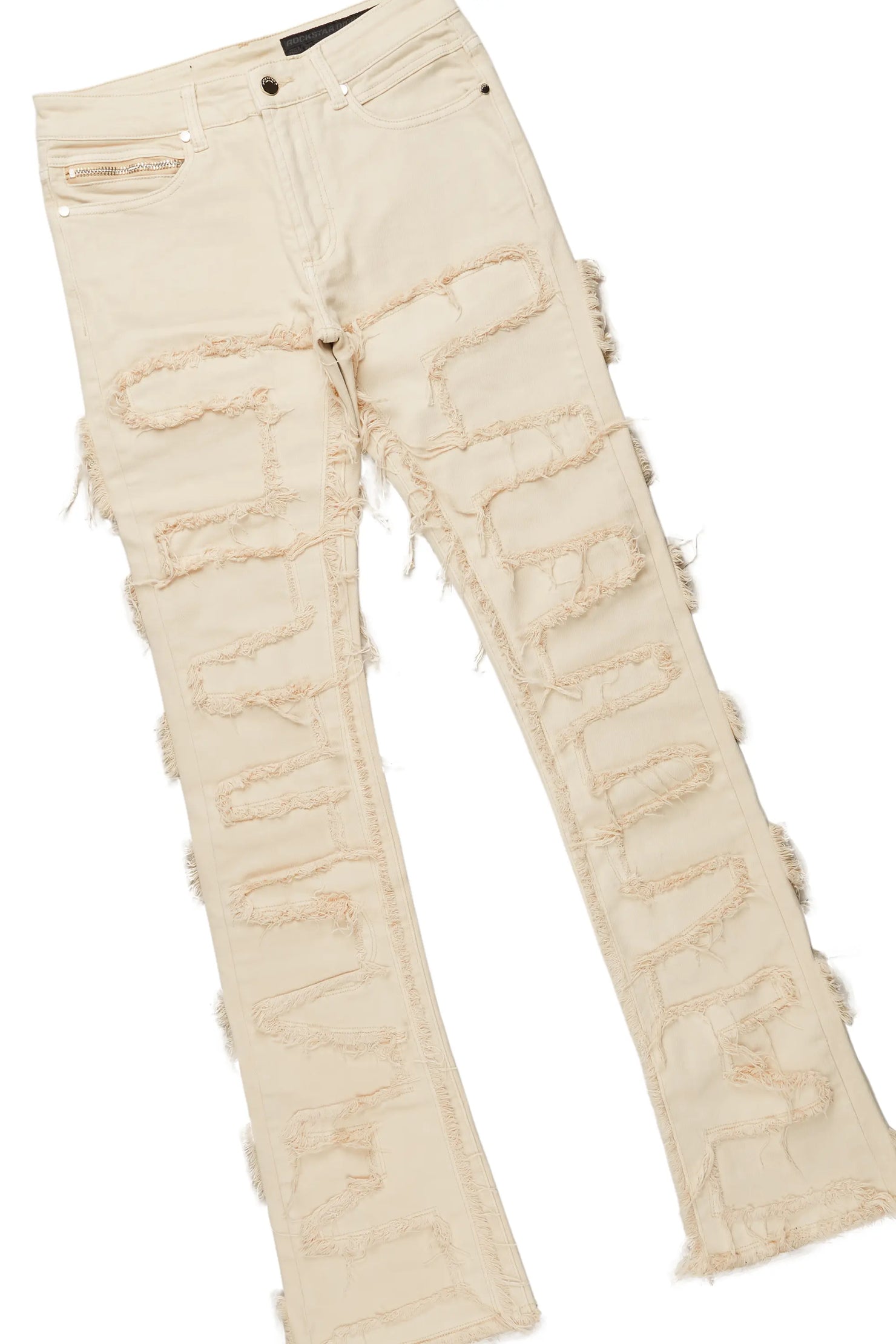 Manitol Black T-Shirt & Shake Beige Stacked Jean Bundle