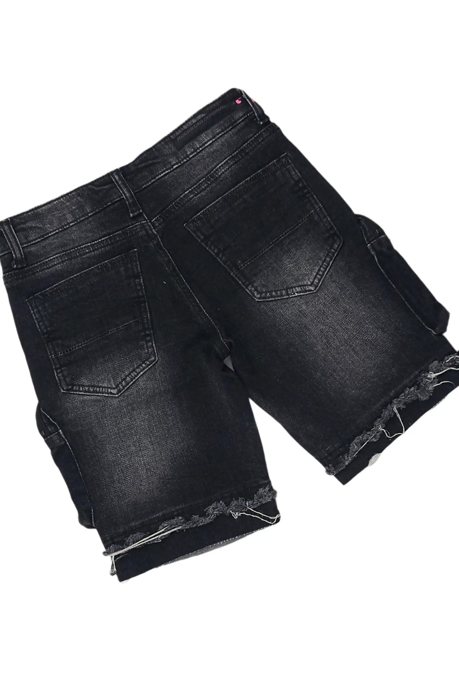 Girls Sechora Black/Dark Grey Long Sleeve T-Shirt Denim Short Set
