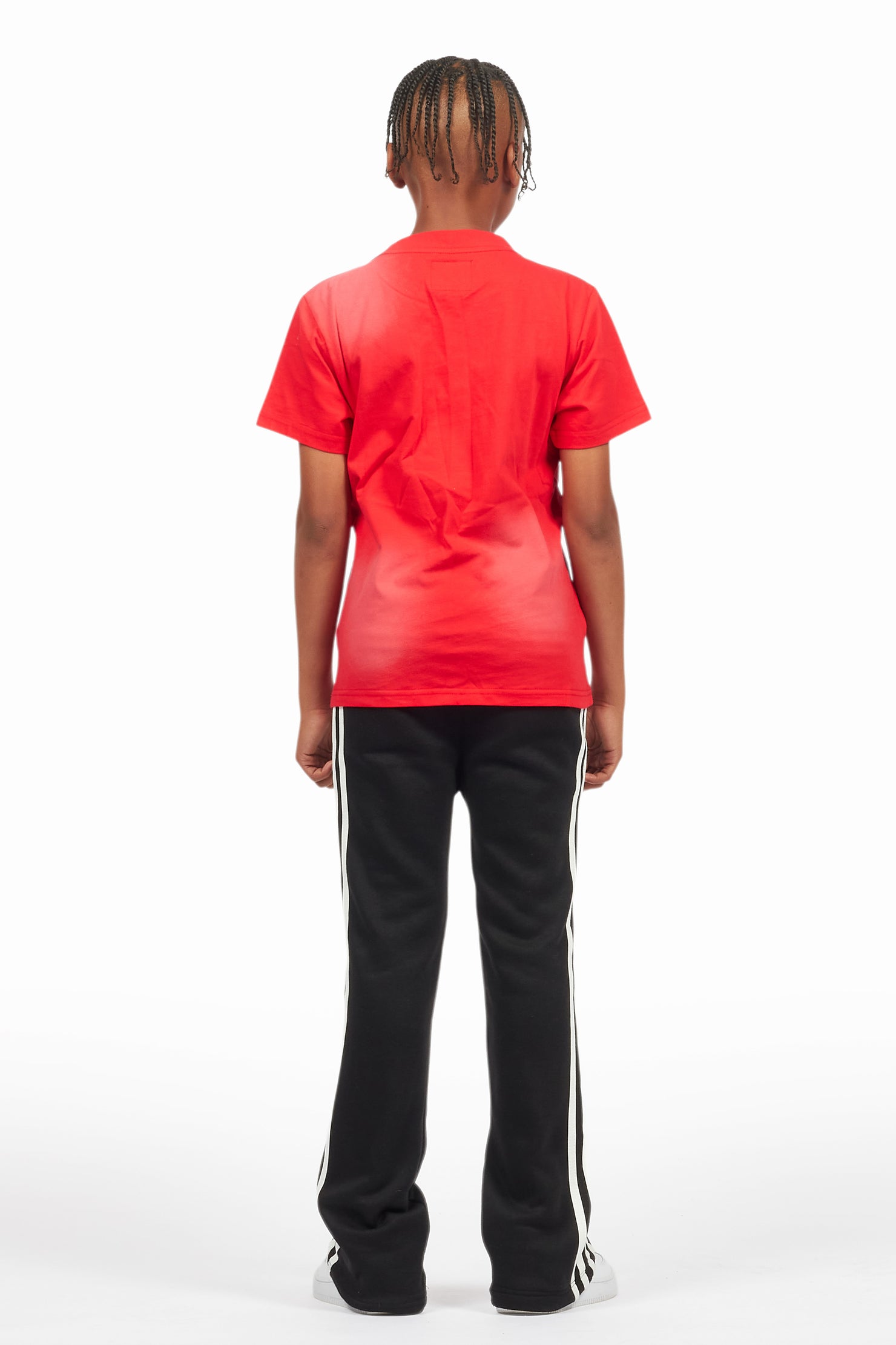 Boys Gerrit Black Stacked Baggy Track Pant