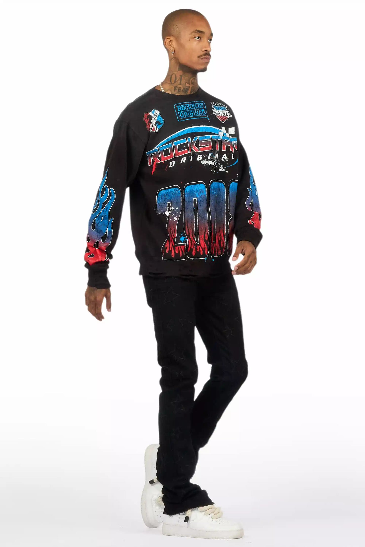 Starship Black Stacked Flare Jean