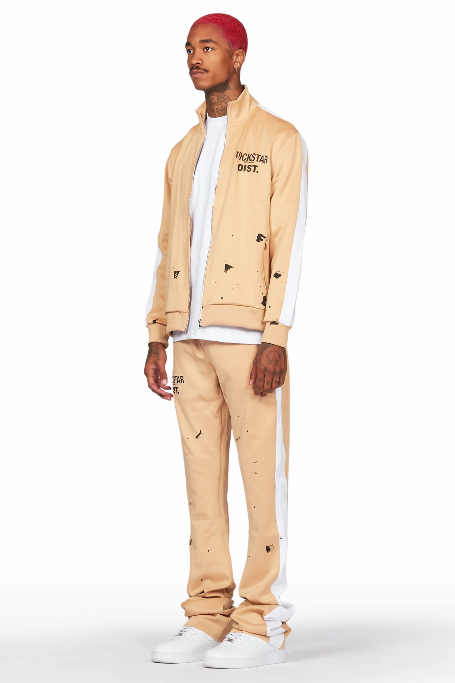 Raffer Beige Super Stacked Tricot Track Set