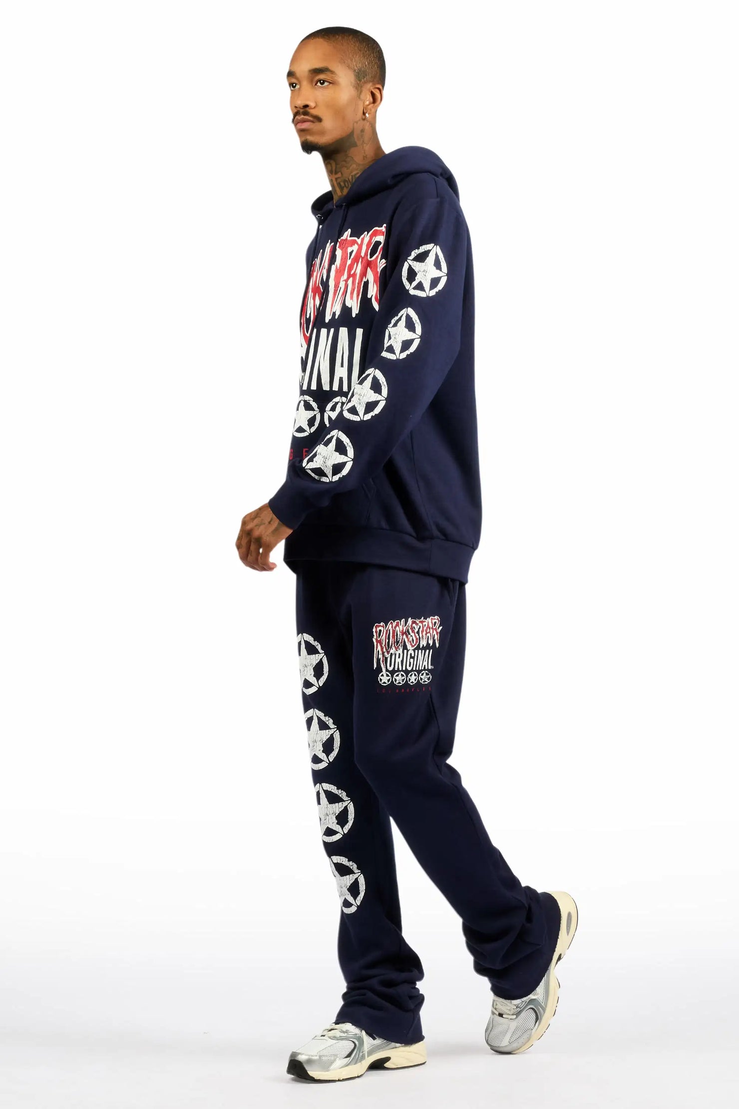 Wizzurd Navy/Red Hoodie Stacked Track Set