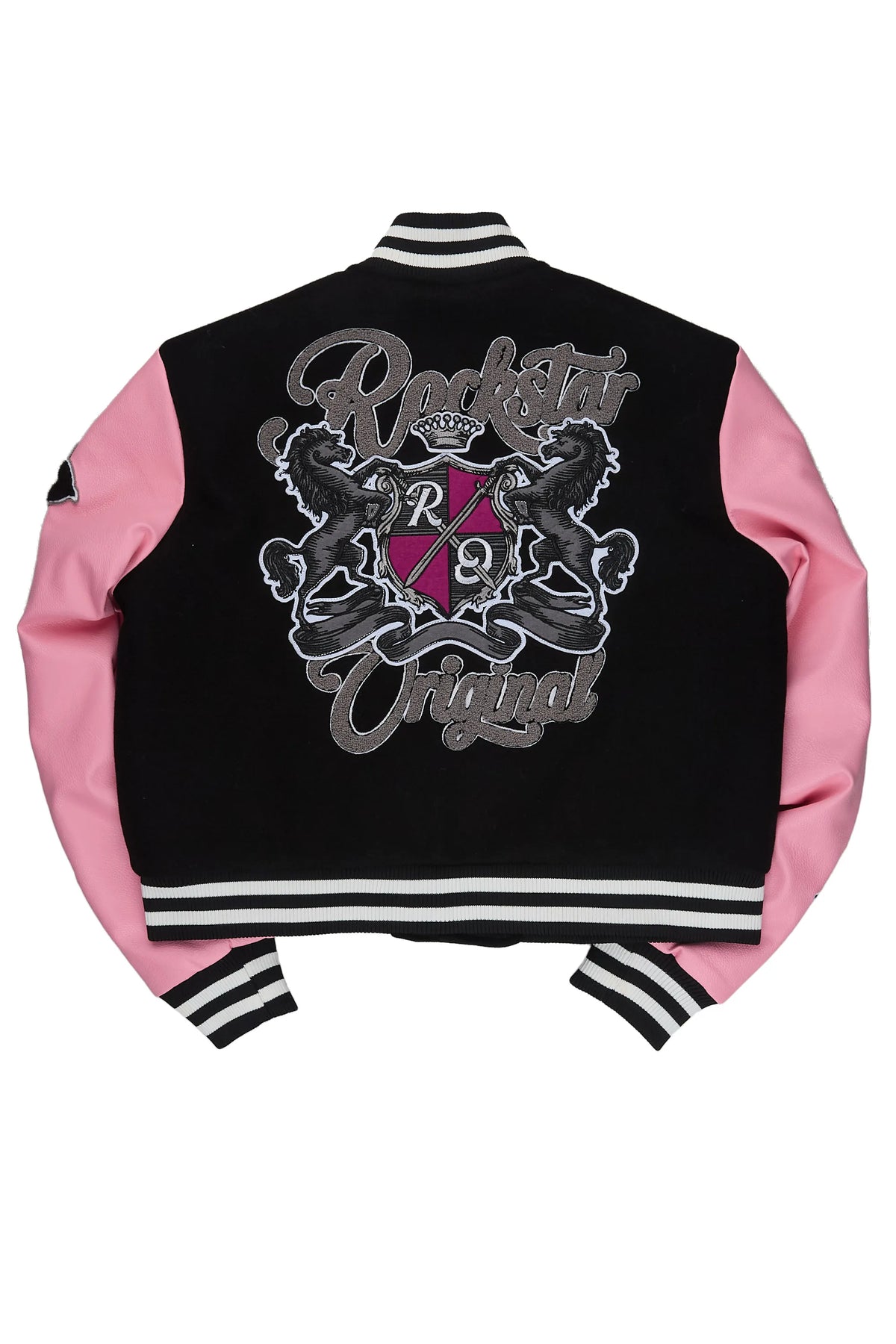 Althene Black/Pink Oversized Varsity Jacket