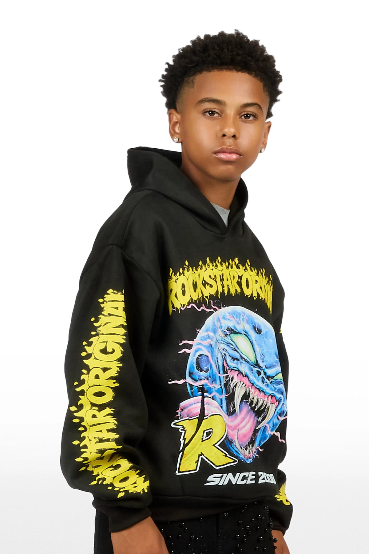 Boys Soren Black Graphic Hoodie