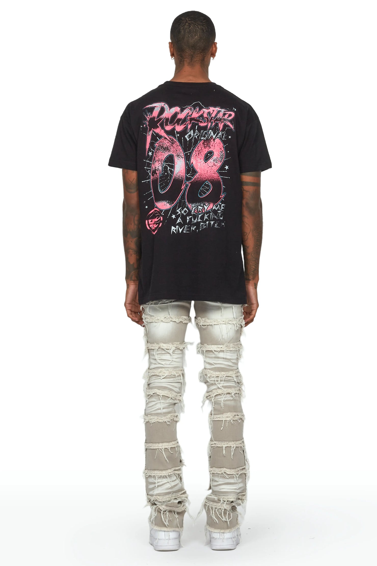 Josie Grey Stacked Flare Jean