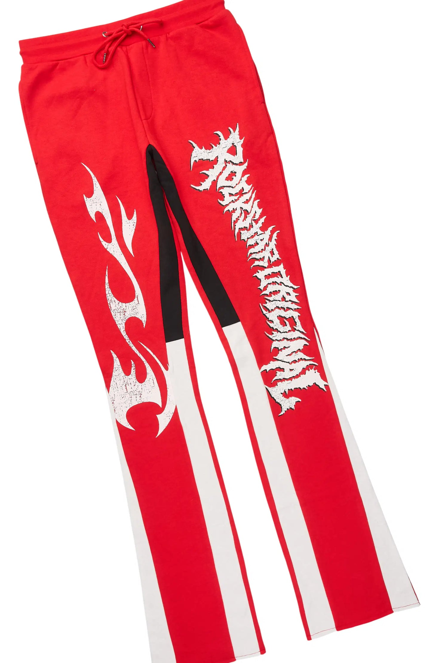 Deathrow Red/White Hoodie/Stacked Track Pant Set