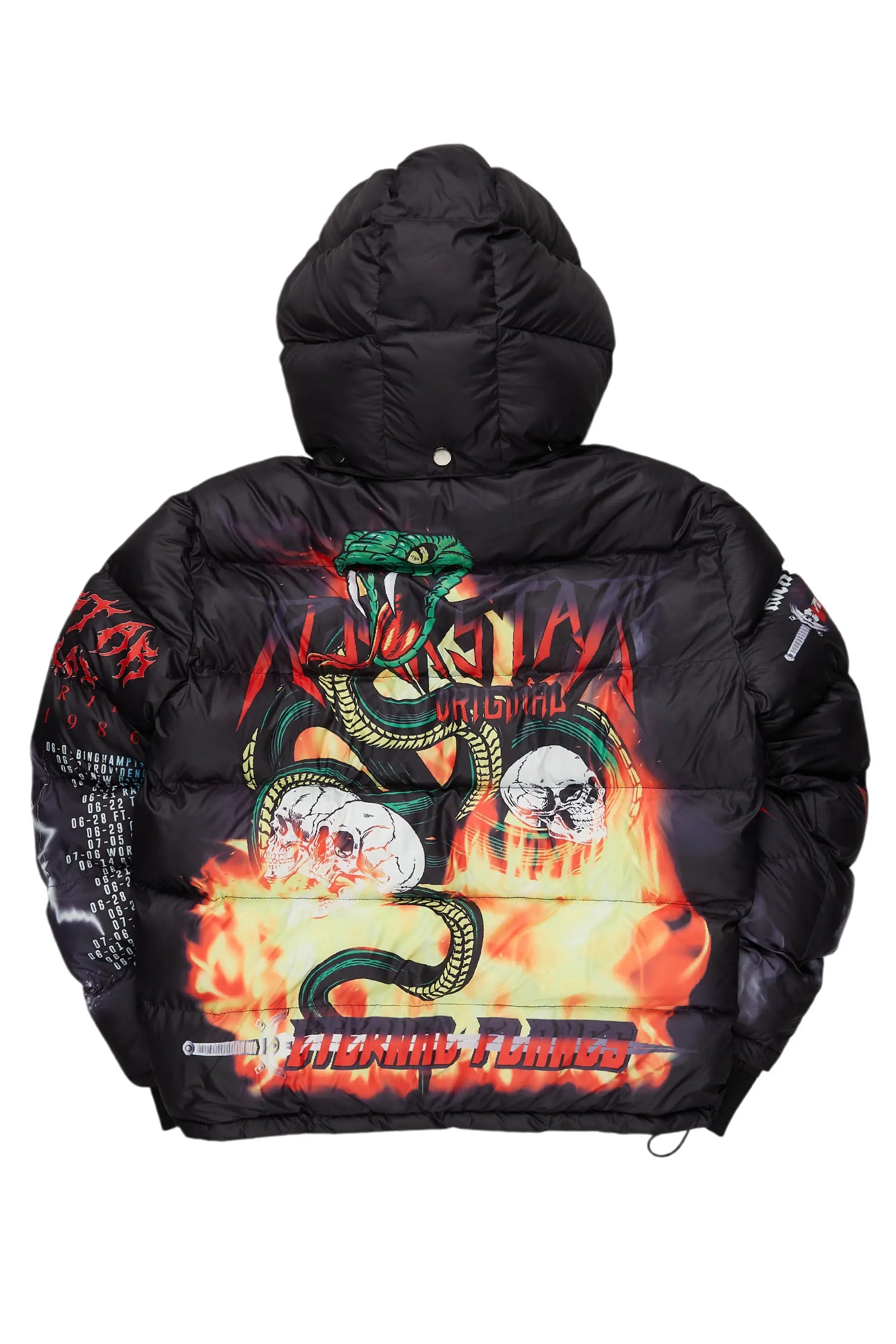 Nash Black Graphic Print Puffer Jacket