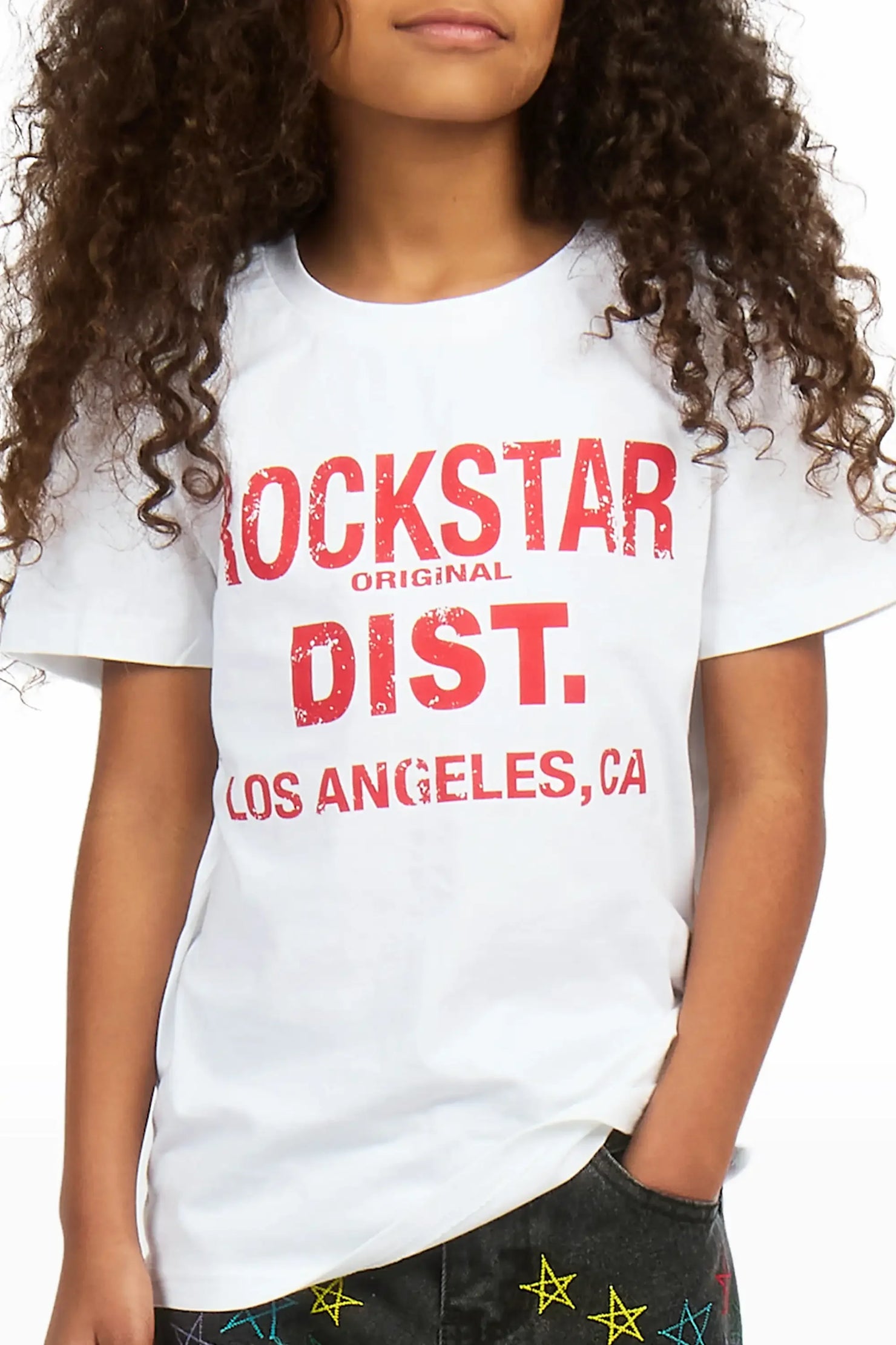 Girls Janny White/Red Graphic T-Shirt