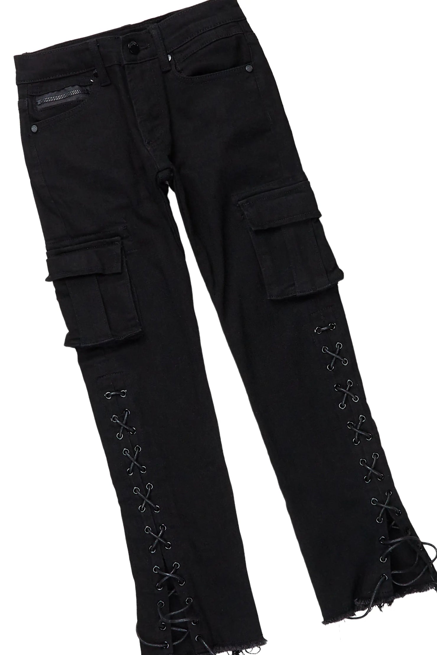 Boys Sylo Black Stacked Flare Jean