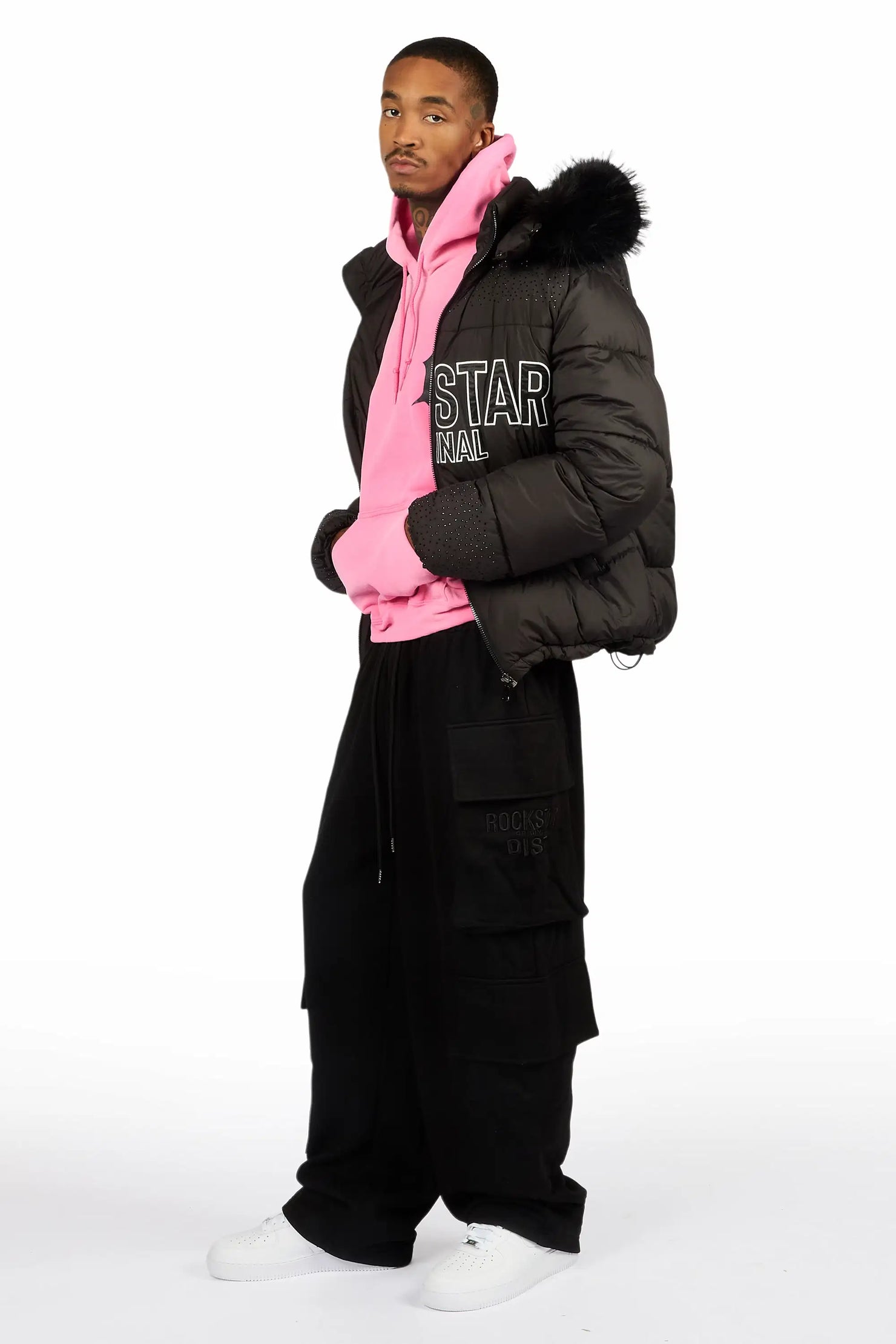 Glacier Black Rhinestone Puffer Jacket