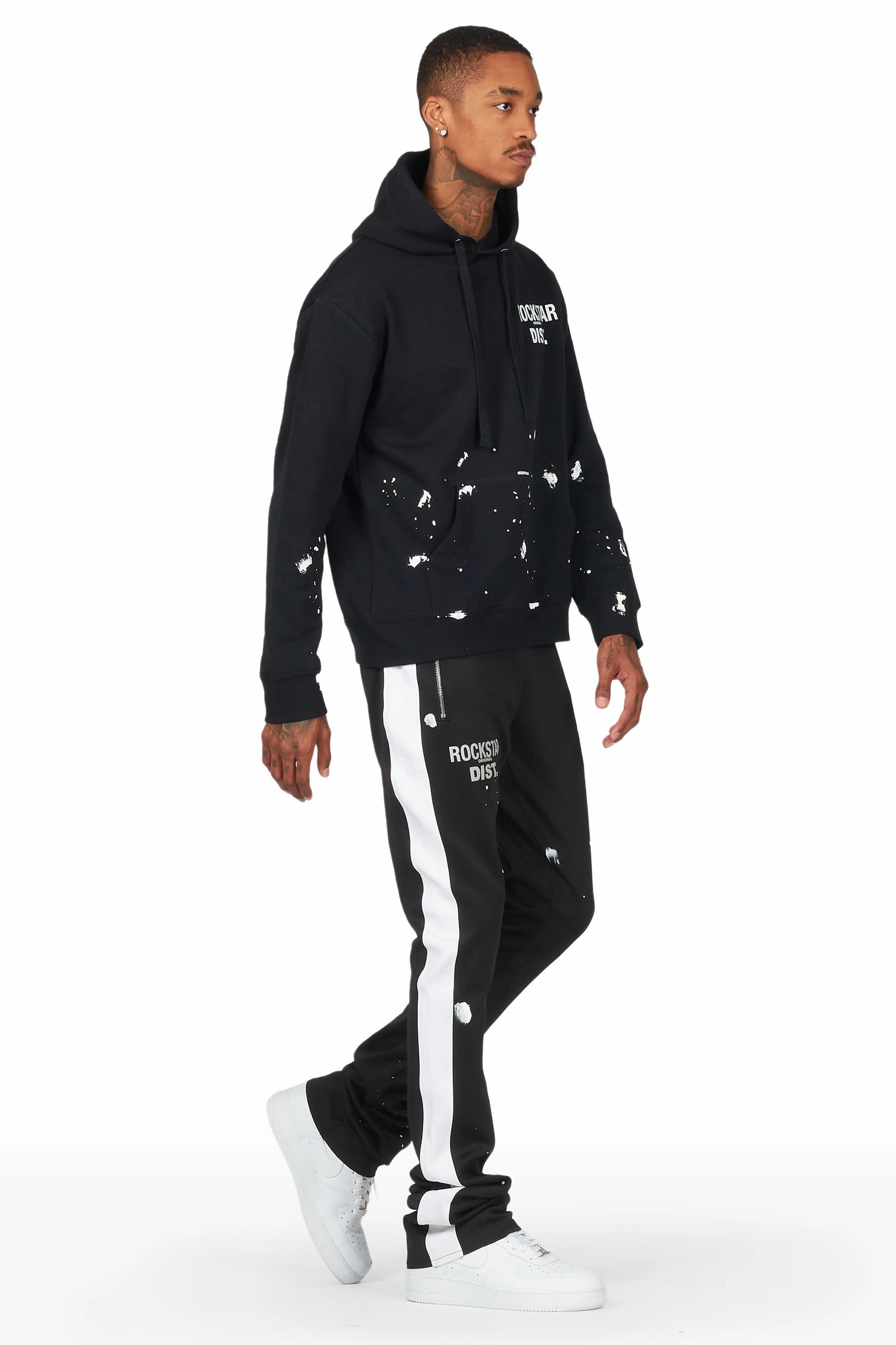 Raffer Black Hoodie/Super Stacked Flare Pant Set